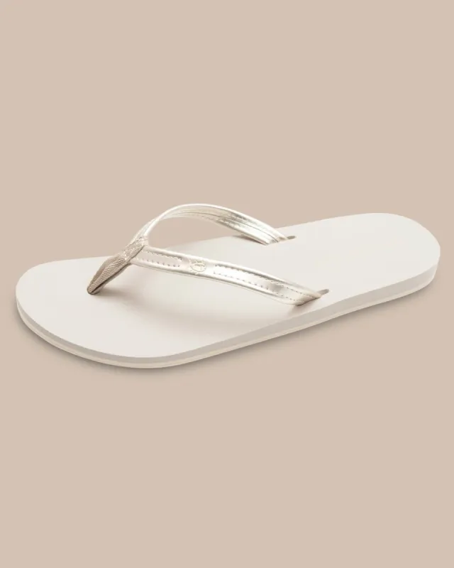 Women's Weekend Metallic Gold Leather Flipjacks sold by Southern Tide