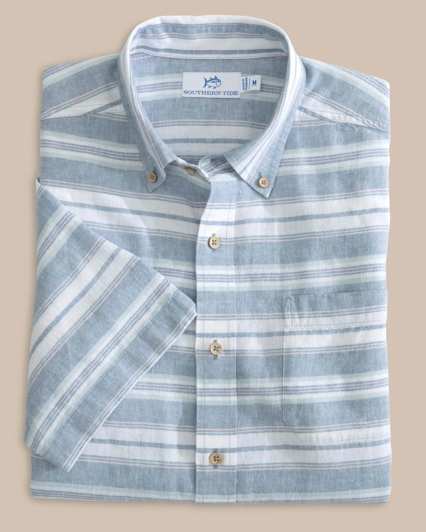 Linen Rayon Timmonsok Stripe Short Sleeve Sport Shirt sold by Southern Tide product image thumbnail 5