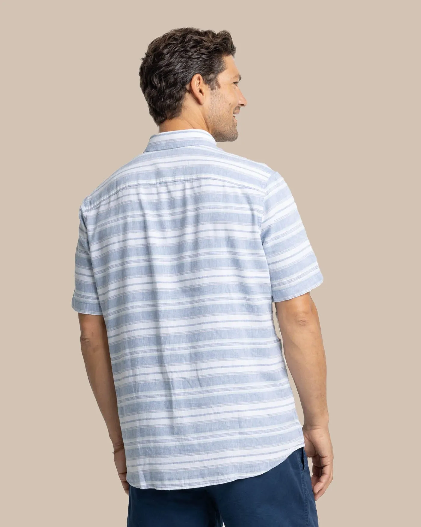 Linen Rayon Timmonsok Stripe Short Sleeve Sport Shirt sold by Southern Tide product image thumbnail 4