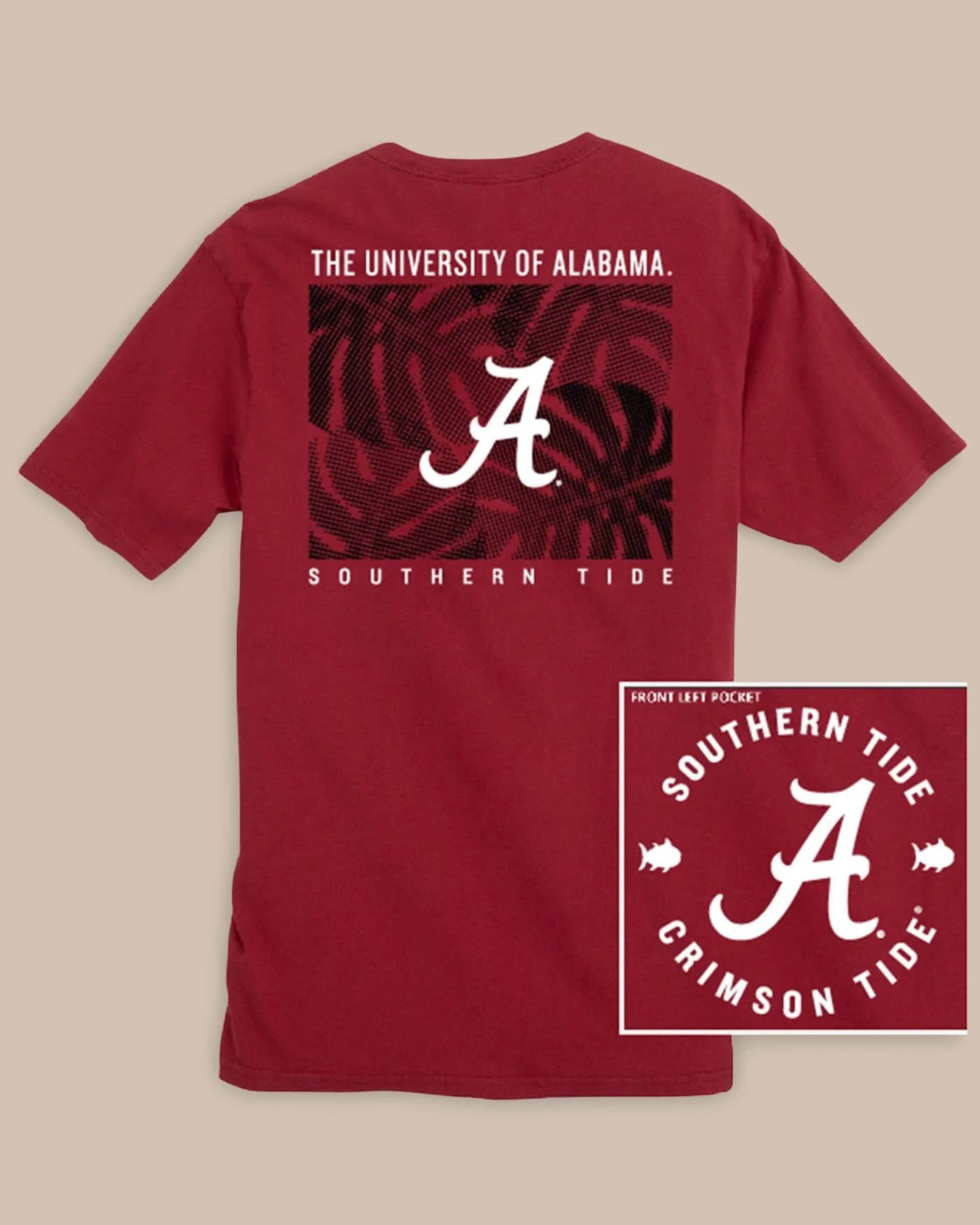 Alabama Crimson Tide Halftone Monstera T-Shirt sold by Southern Tide