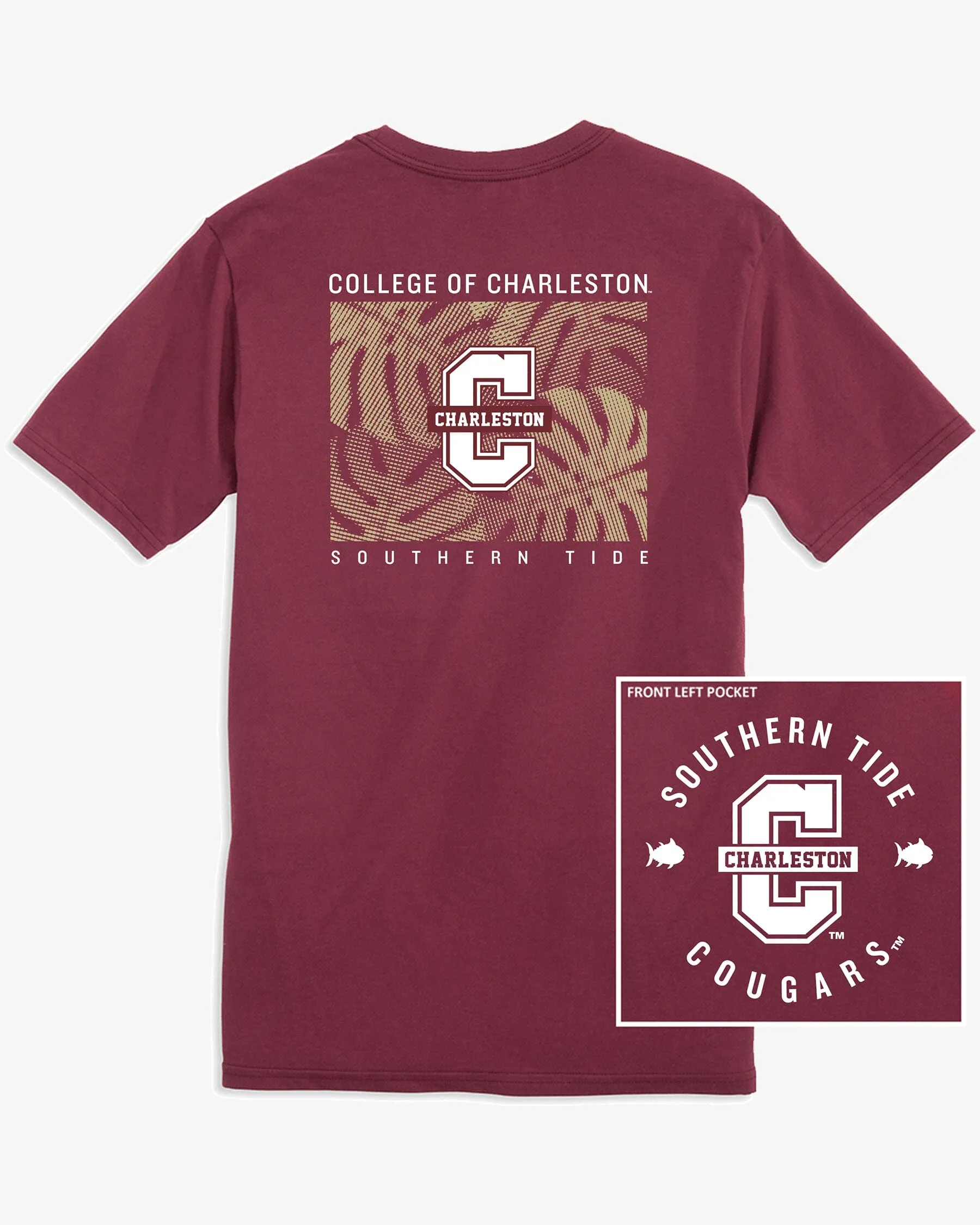 College of Charleston Halftone Monstera T-Shirt sold by Southern Tide