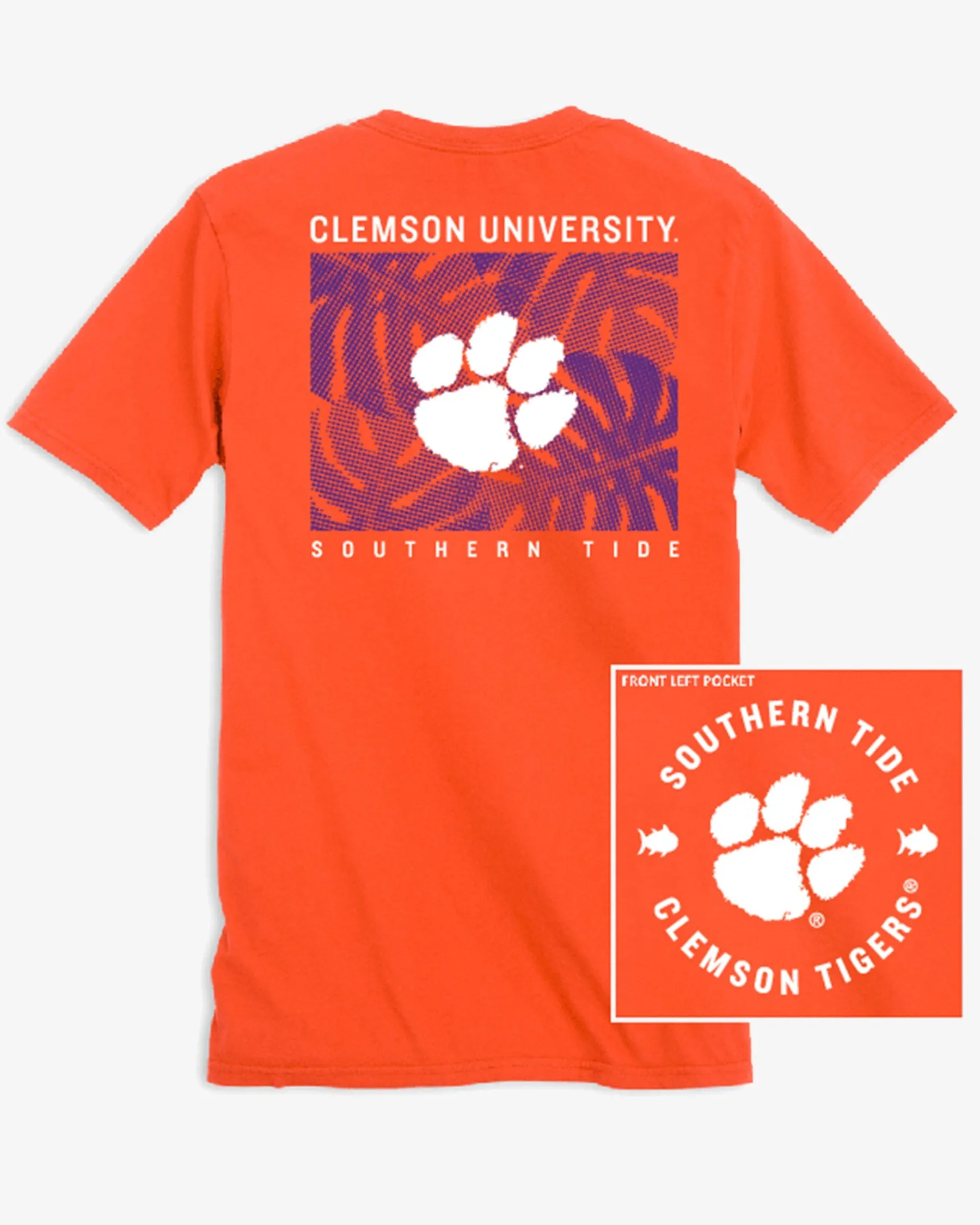 Clemson Tigers Halftone Monstera T-Shirt sold by Southern Tide