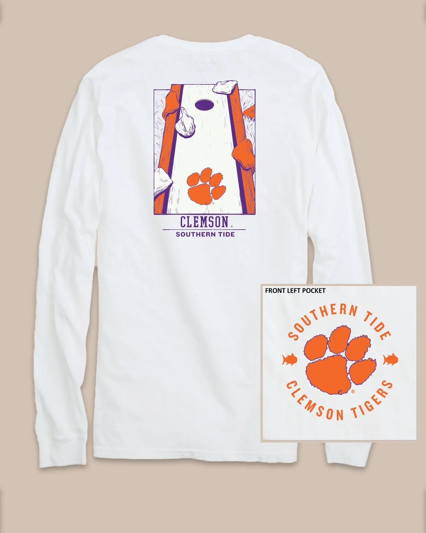 Clemson Tigers Gameday Cornhole Board T-Shirt sold by Southern Tide