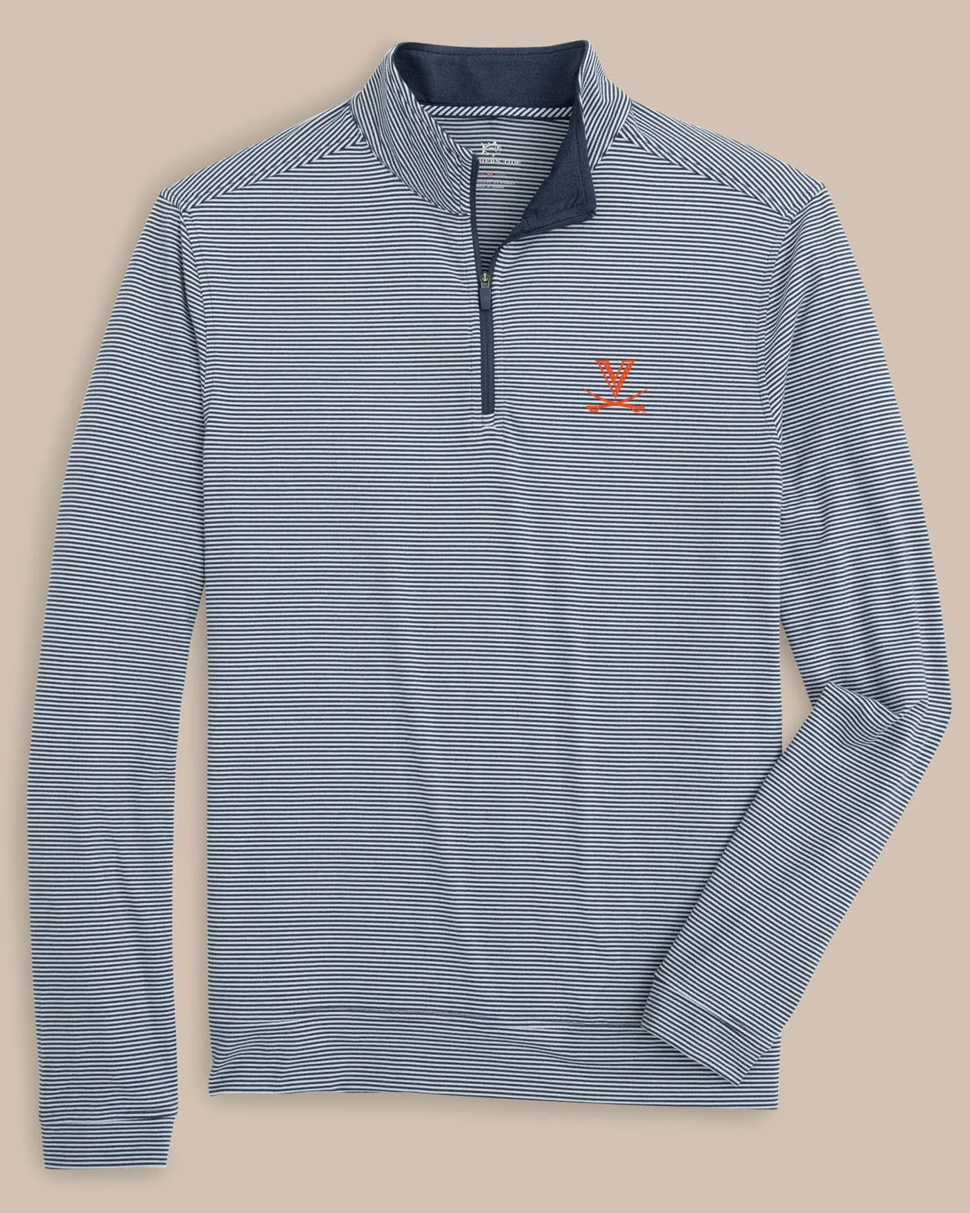 UVA Cavaliers Cruiser Micro-Stripe Heather Quarter Zip sold by Southern Tide product image thumbnail 2