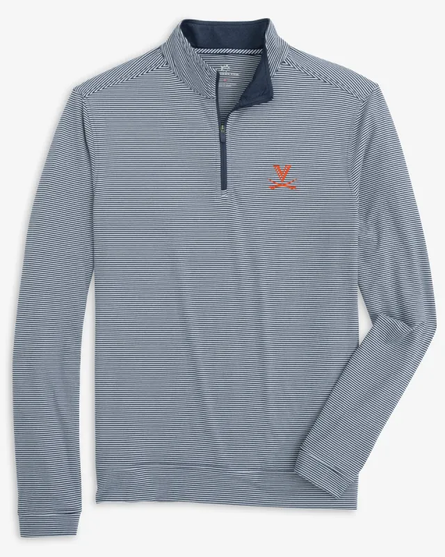 UVA Cavaliers Cruiser Micro-Stripe Heather Quarter Zip sold by Southern Tide