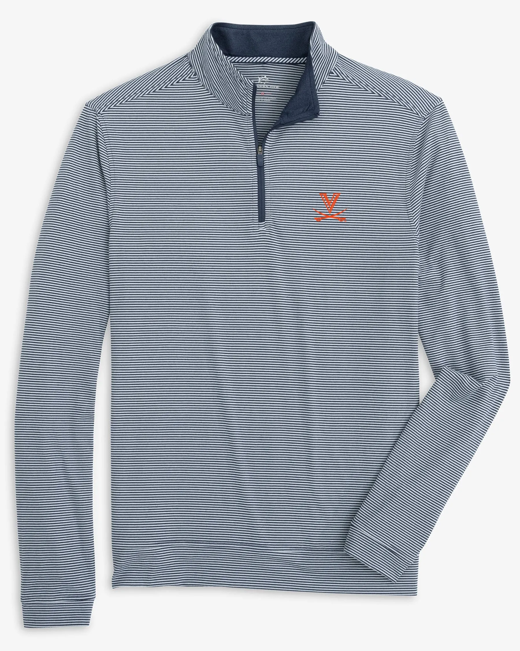 UVA Cavaliers Cruiser Micro-Stripe Heather Quarter Zip sold by Southern Tide