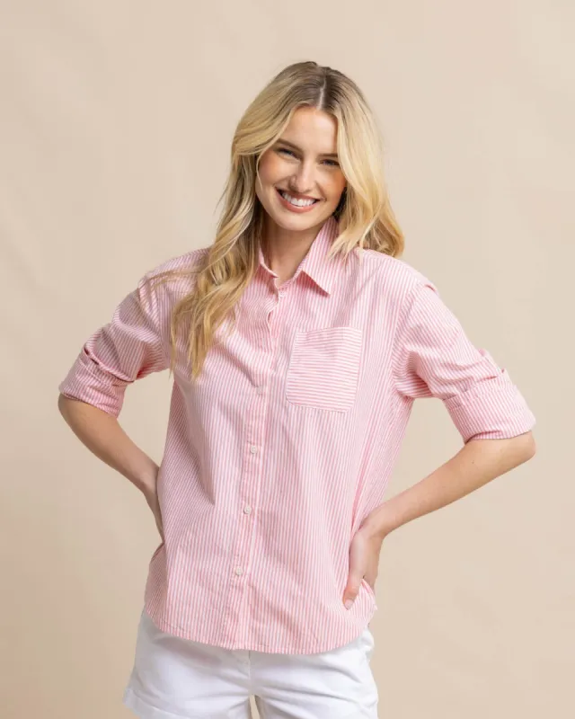 Katherine Stripe Shirt - Conch Shell sold by Southern Tide