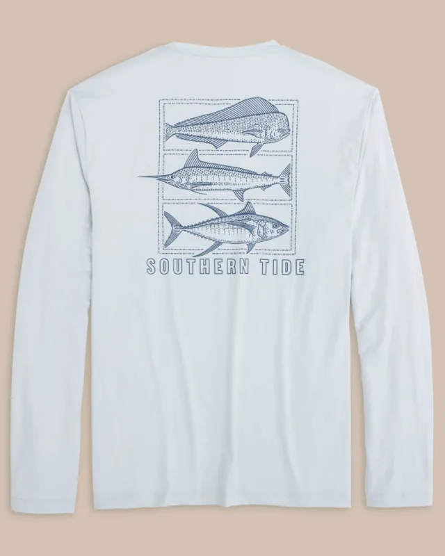Dotted Sportfish Stack Long Sleeve Performance T-Shirt sold by Southern Tide