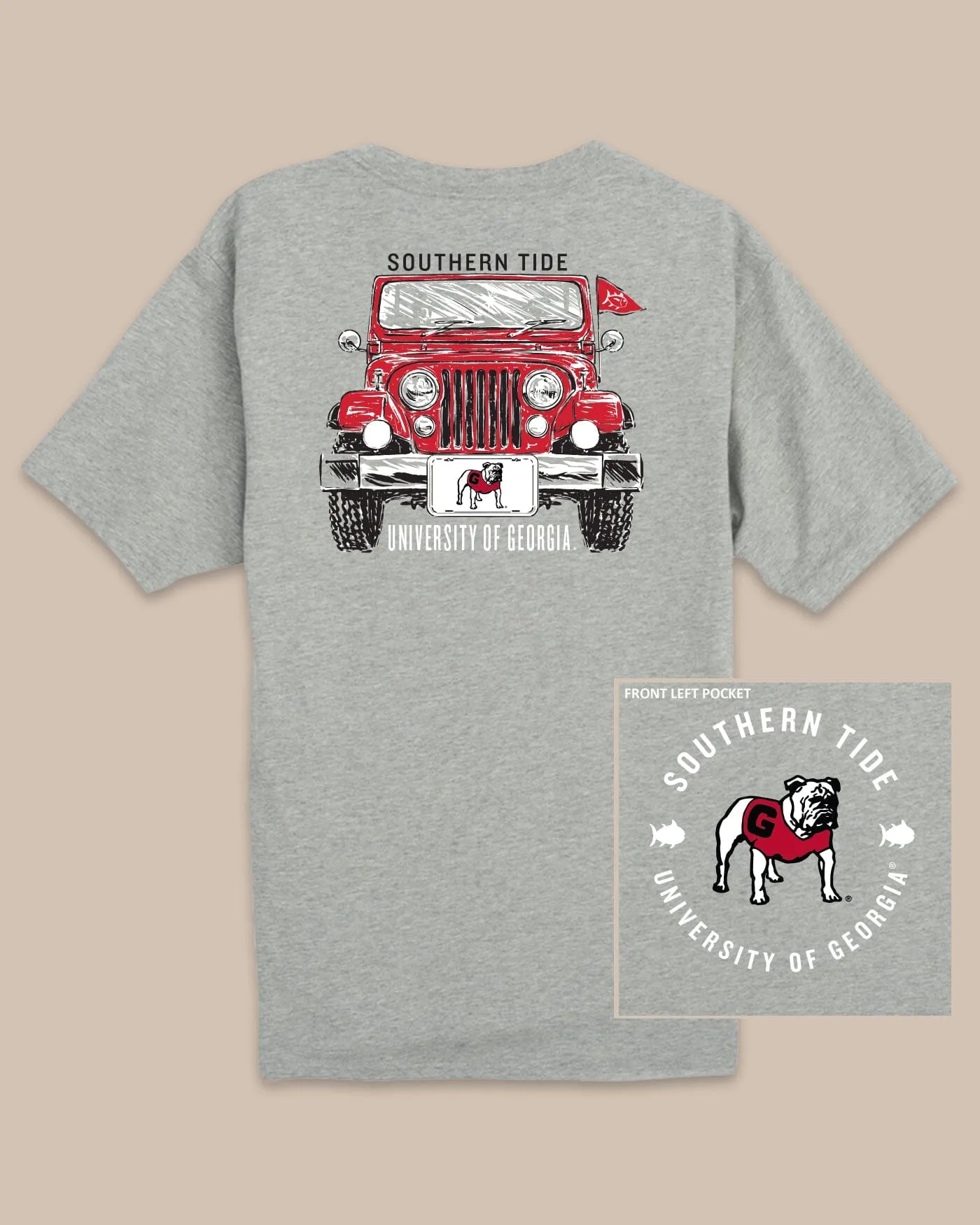 Georgia Bulldogs Heather Front Plate T-Shirt sold by Southern Tide