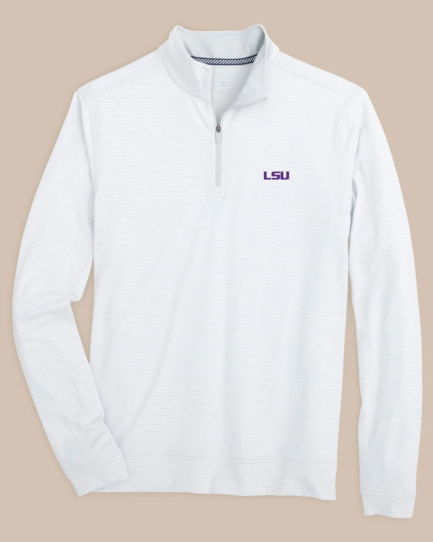 LSU Tigers Cruiser Micro-Stripe Heather Quarter Zip sold by Southern Tide