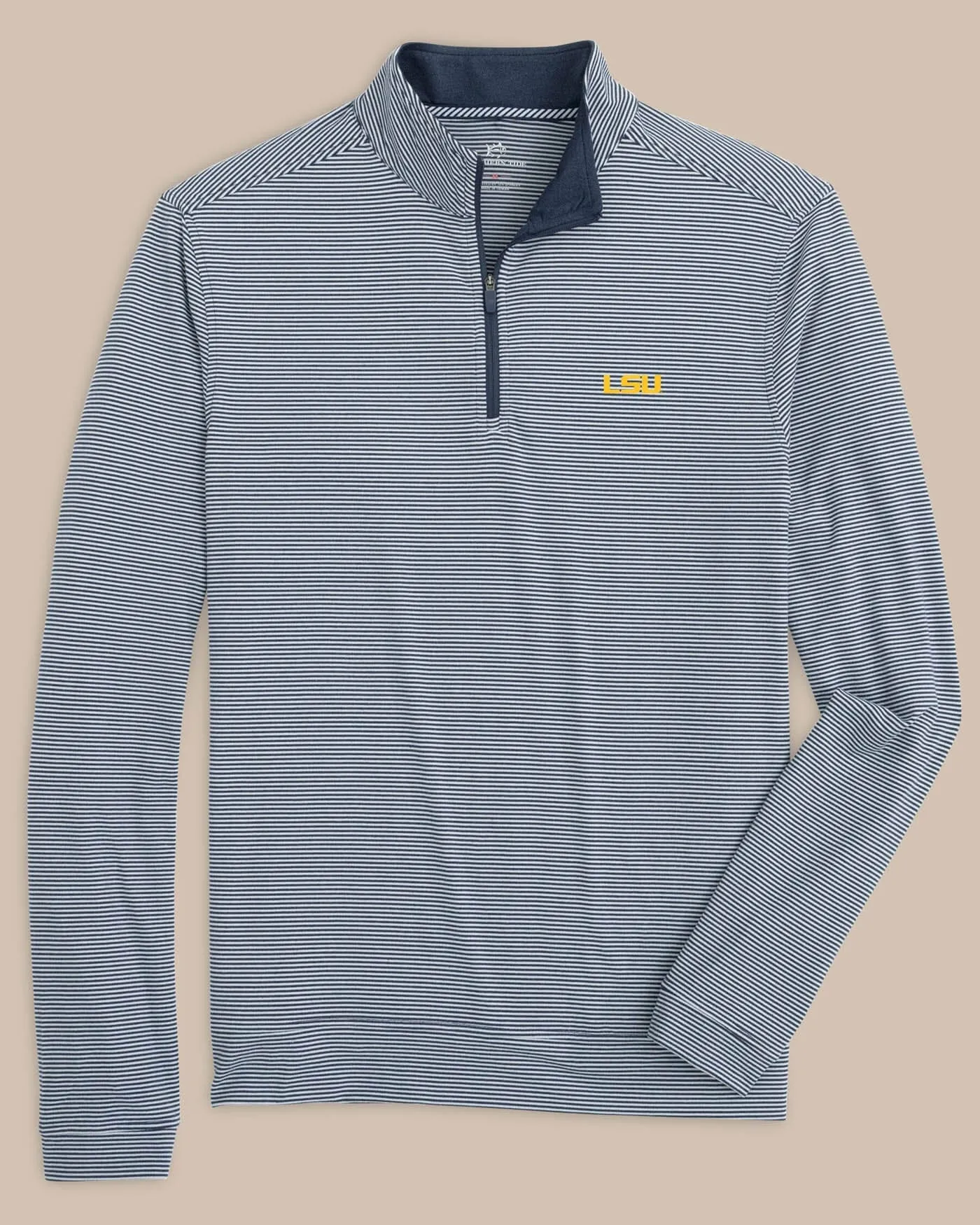 LSU Tigers Cruiser Micro-Stripe Heather Quarter Zip sold by Southern Tide product image thumbnail 3