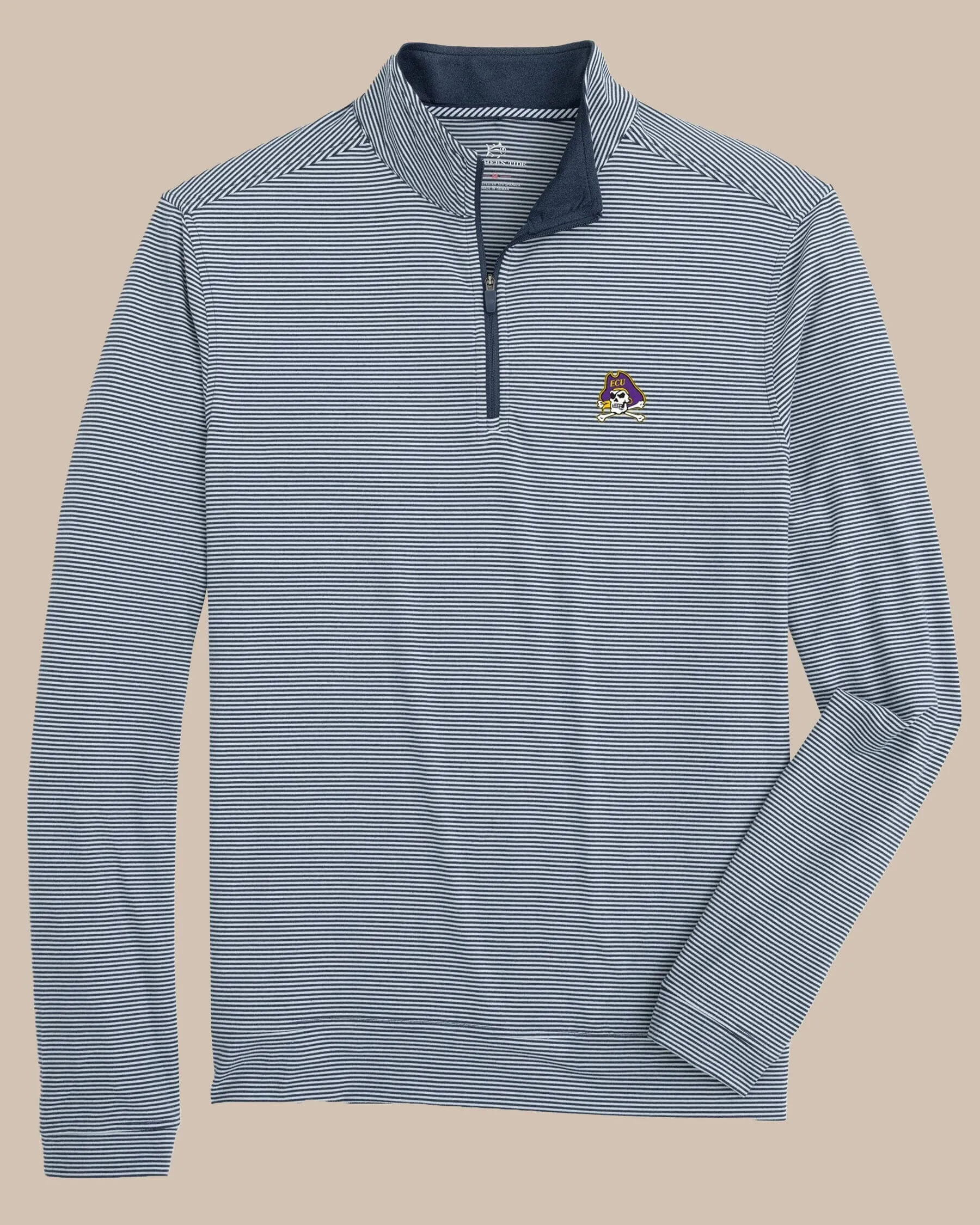 East Carolina Cruiser Micro-Stripe Heather Quarter Zip sold by Southern Tide