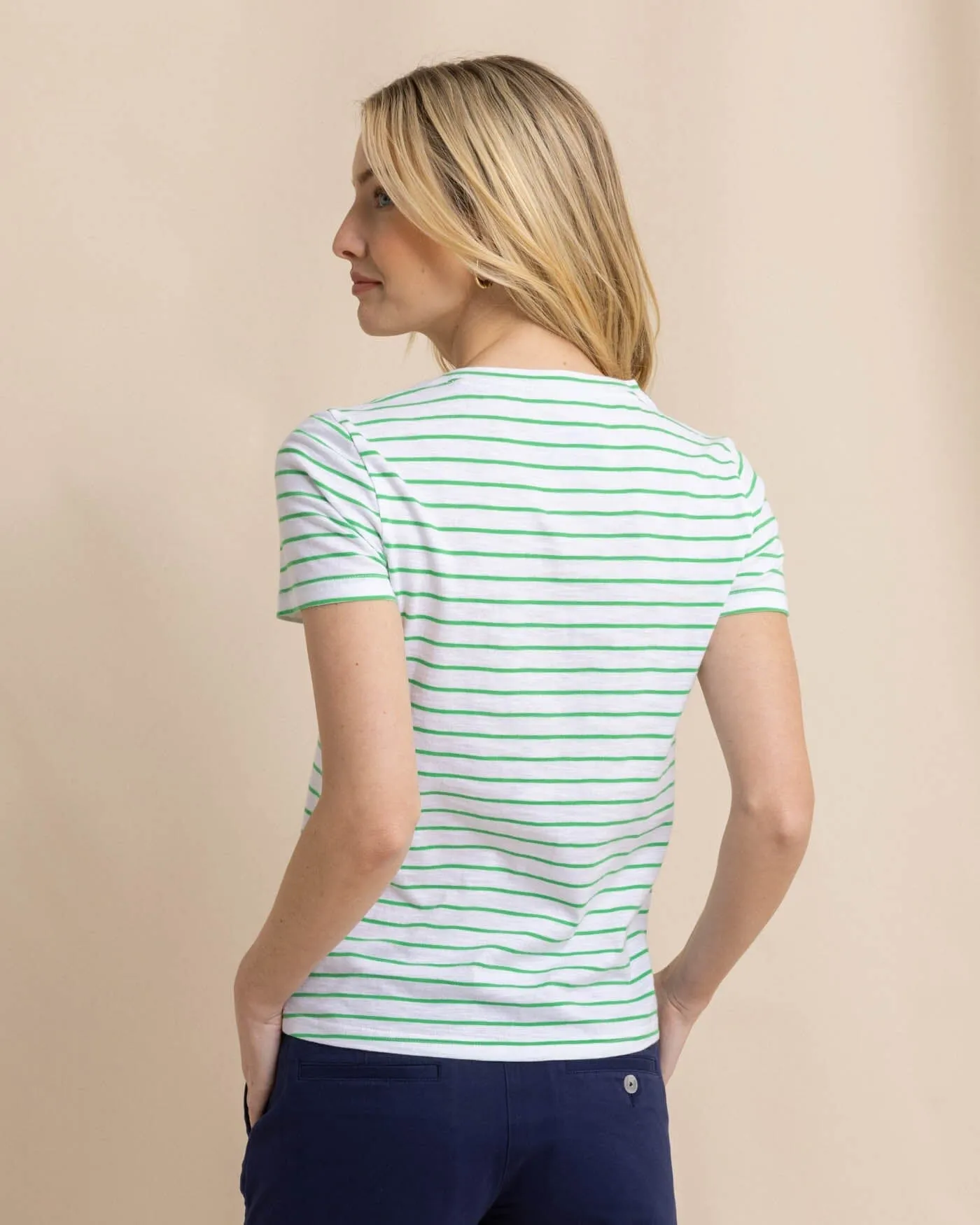 Sun Farer Stripe Crewneck T-Shirt - Lawn Green sold by Southern Tide product image thumbnail 5