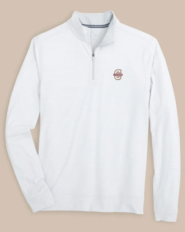 College of Charleston Cougars Cruiser Micro-Stripe Heather Quarter Zip sold by Southern Tide