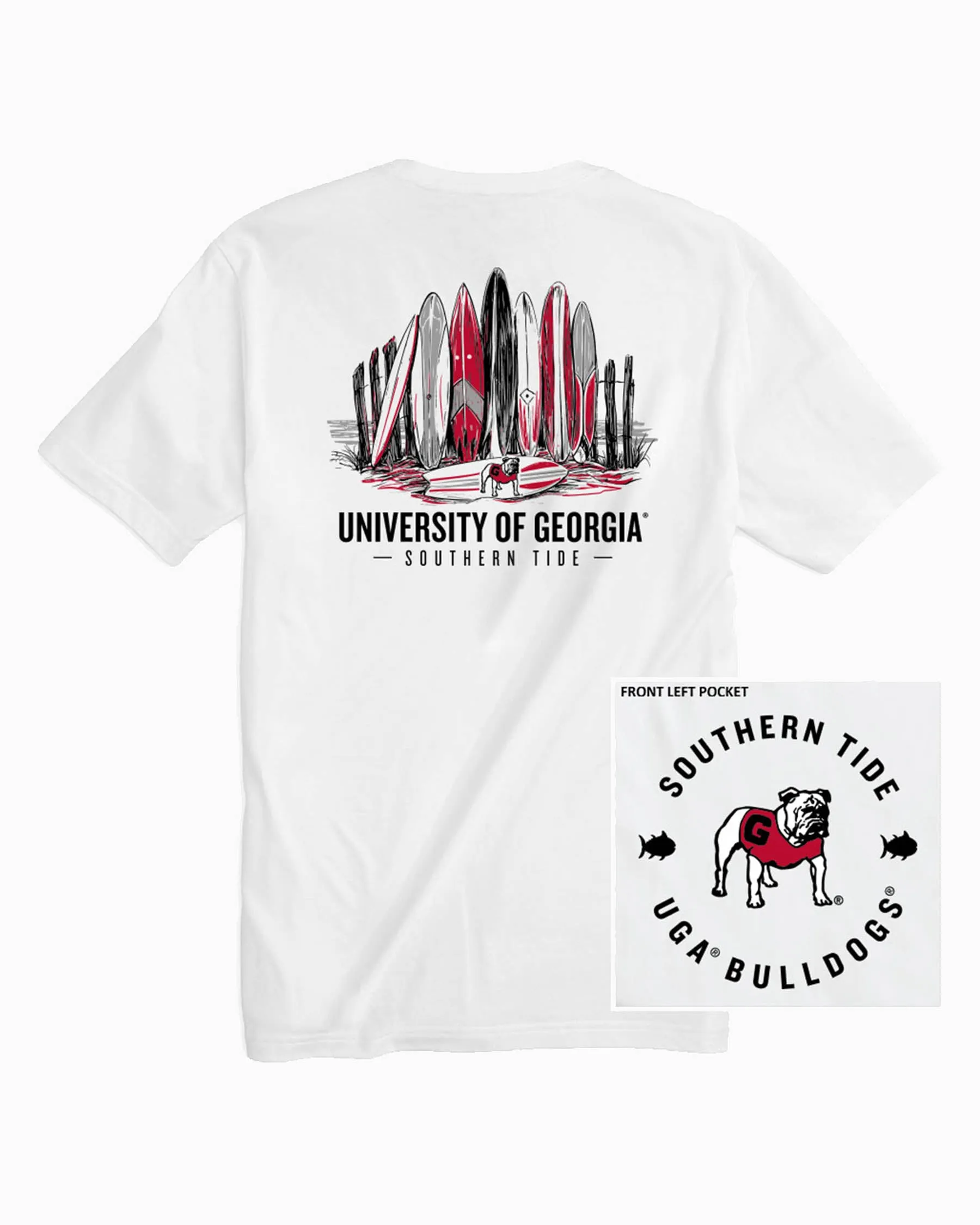 Georgia Bulldogs Surfboard Row T-Shirt sold by Southern Tide
