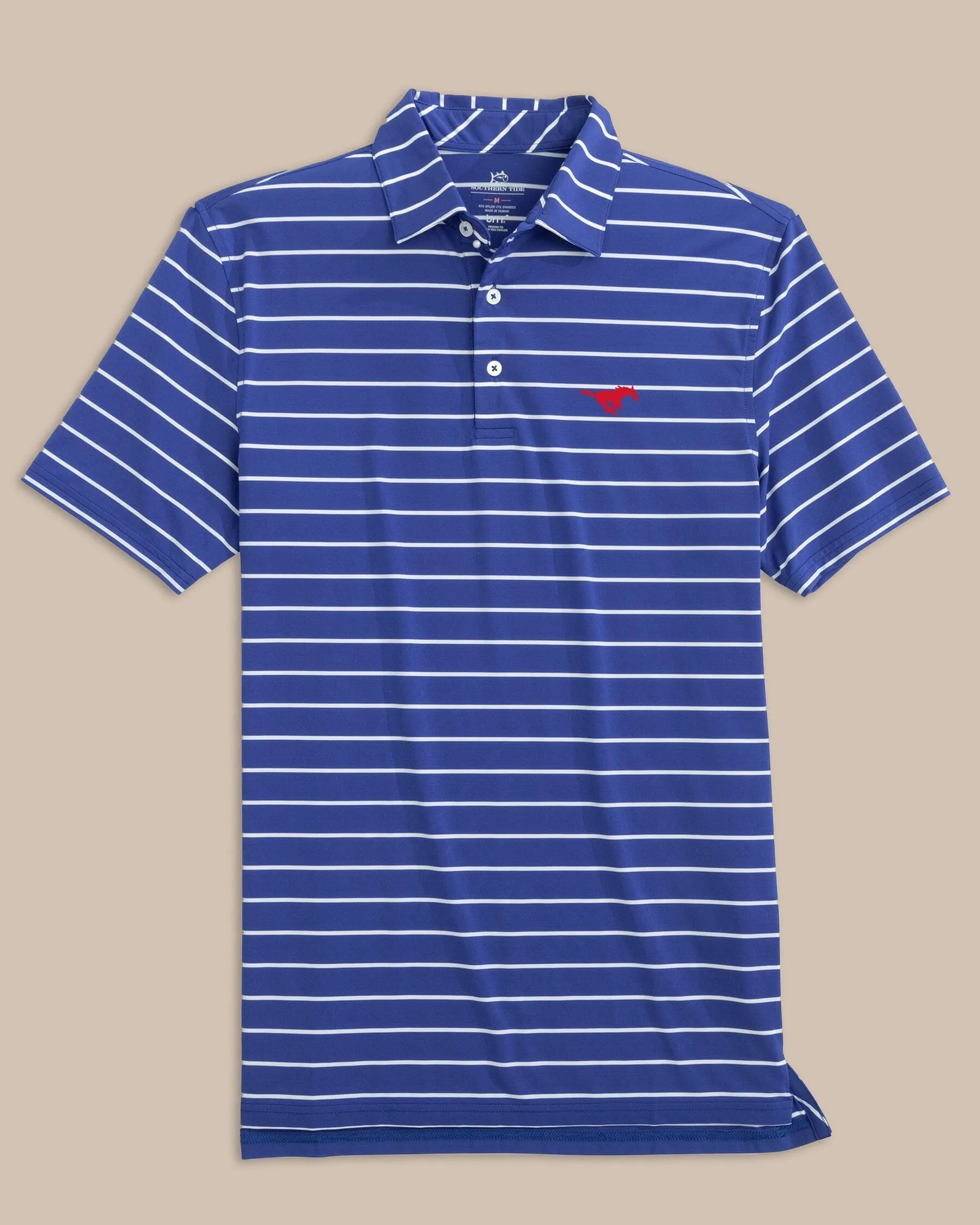 SMU Mustangs brrr°®-eeze Desmond Stripe Polo sold by Southern Tide