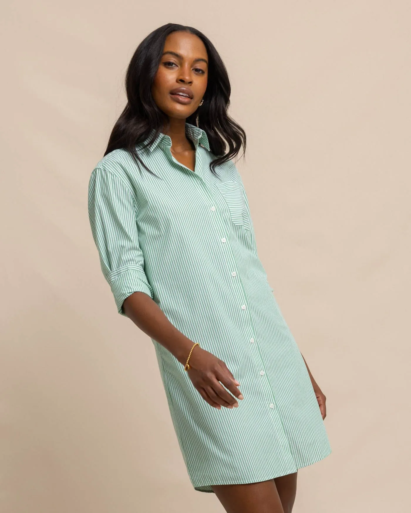 Cam Stripe Poplin Dress - Lawn Green sold by Southern Tide product image thumbnail 2