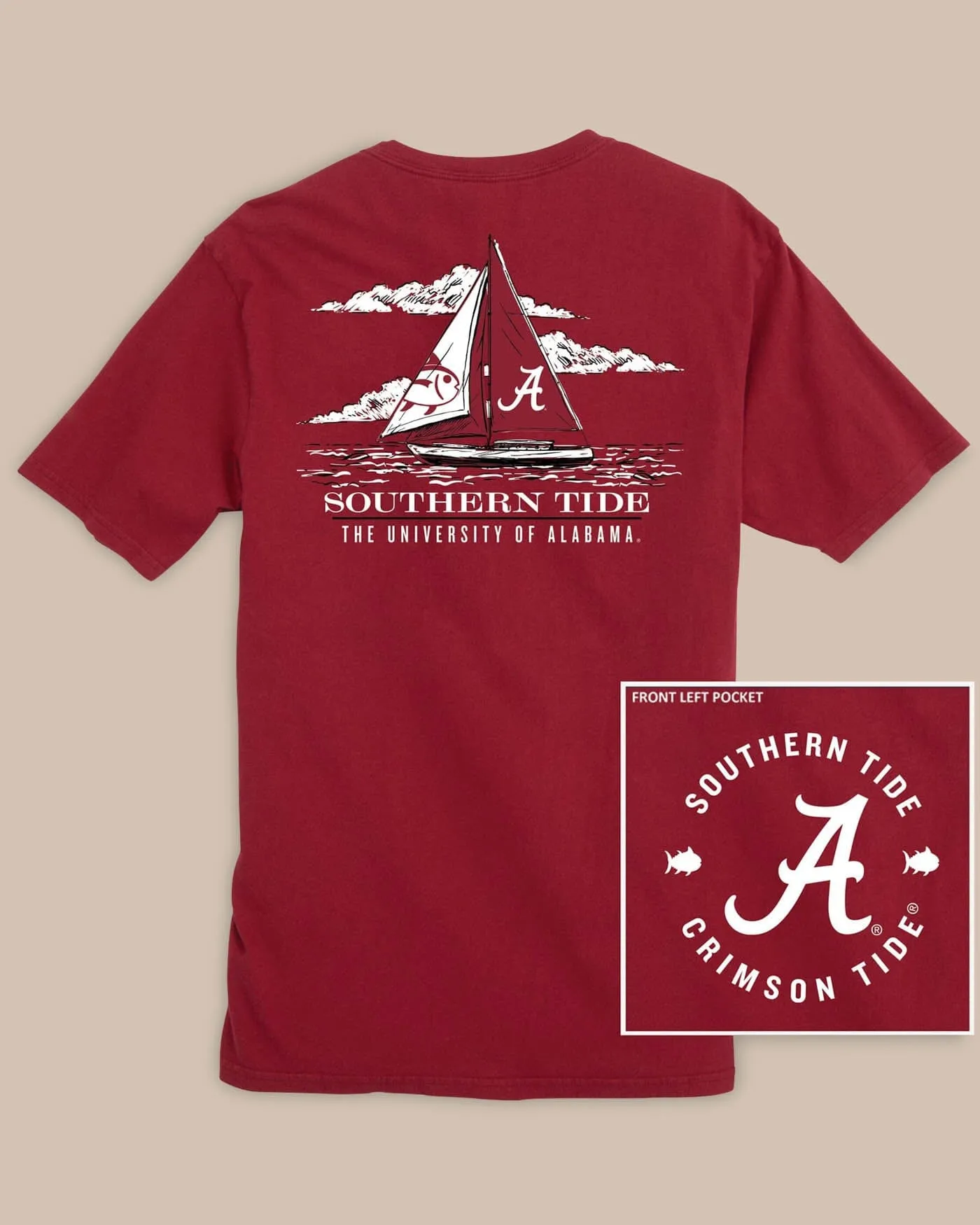 Alabama Crimson Tide Skipjack Sailing T-Shirt sold by Southern Tide