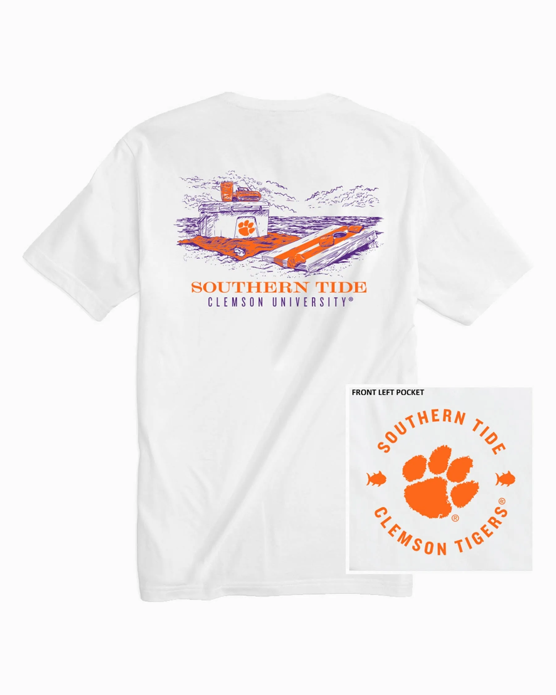 Clemson Tigers Beach Cornhole T-Shirt sold by Southern Tide