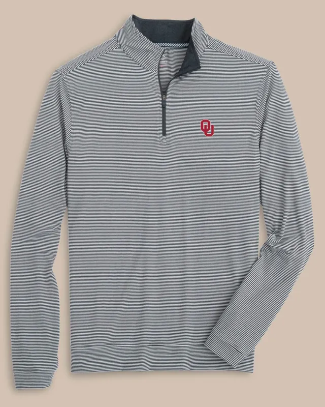 Oklahoma Sooners Cruiser Micro-Stripe Heather Quarter Zip sold by Southern Tide