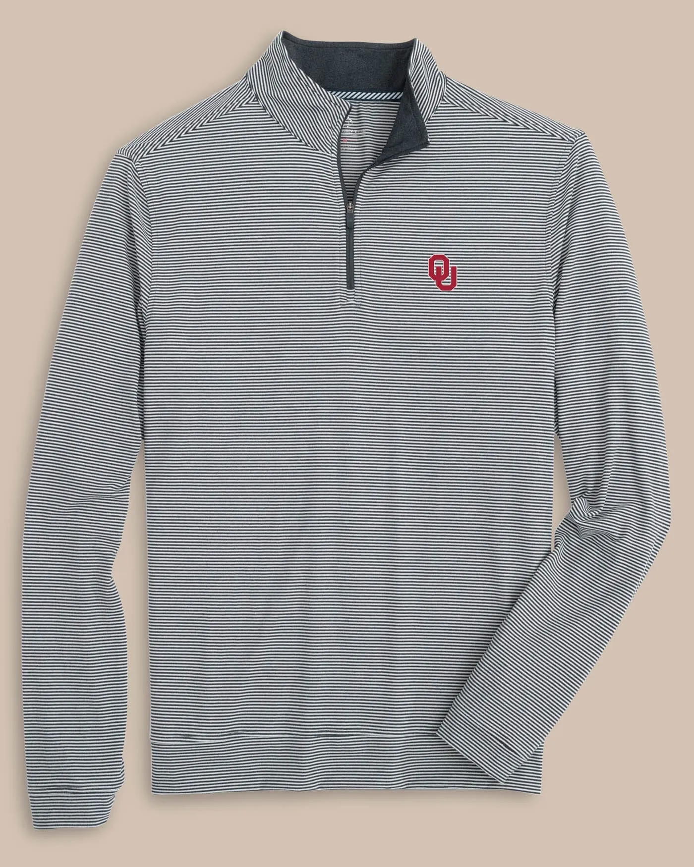 Oklahoma Sooners Cruiser Micro-Stripe Heather Quarter Zip sold by Southern Tide
