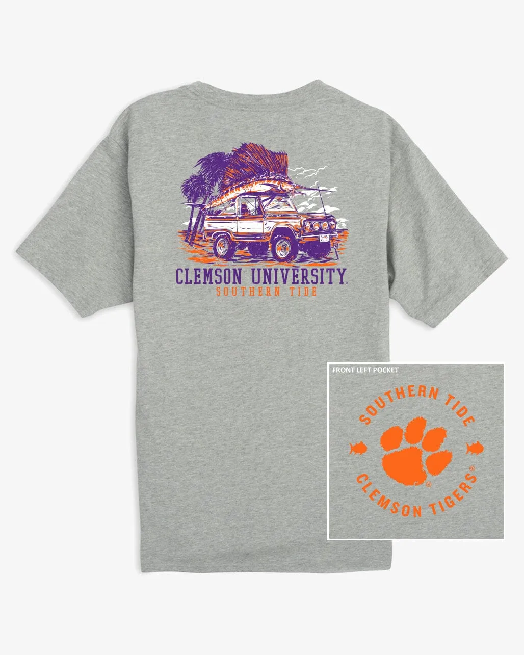 Clemson Tigers Trophy Catch Heather T-Shirt sold by Southern Tide