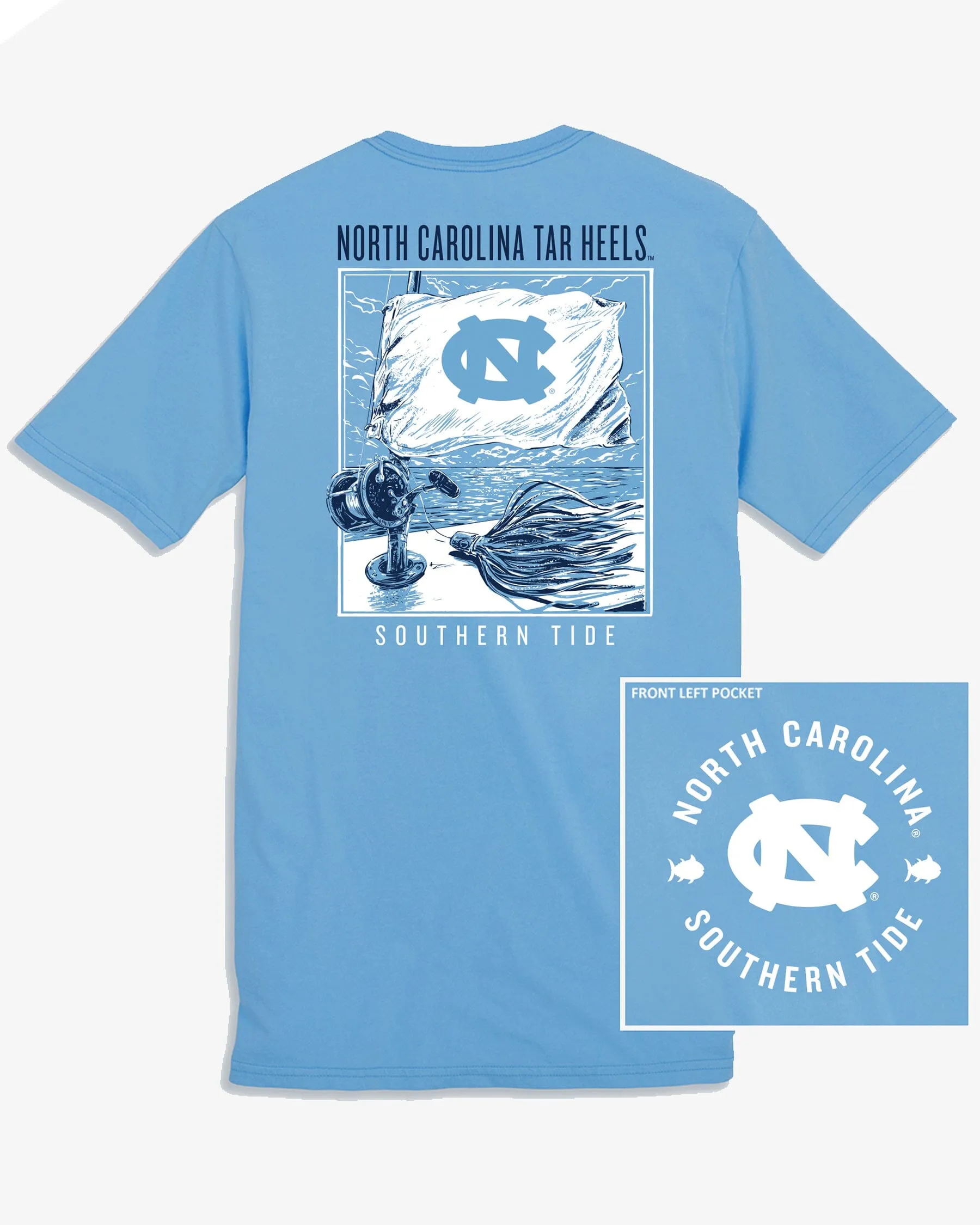 UNC Tar Heels Fishing Flag T-Shirt sold by Southern Tide