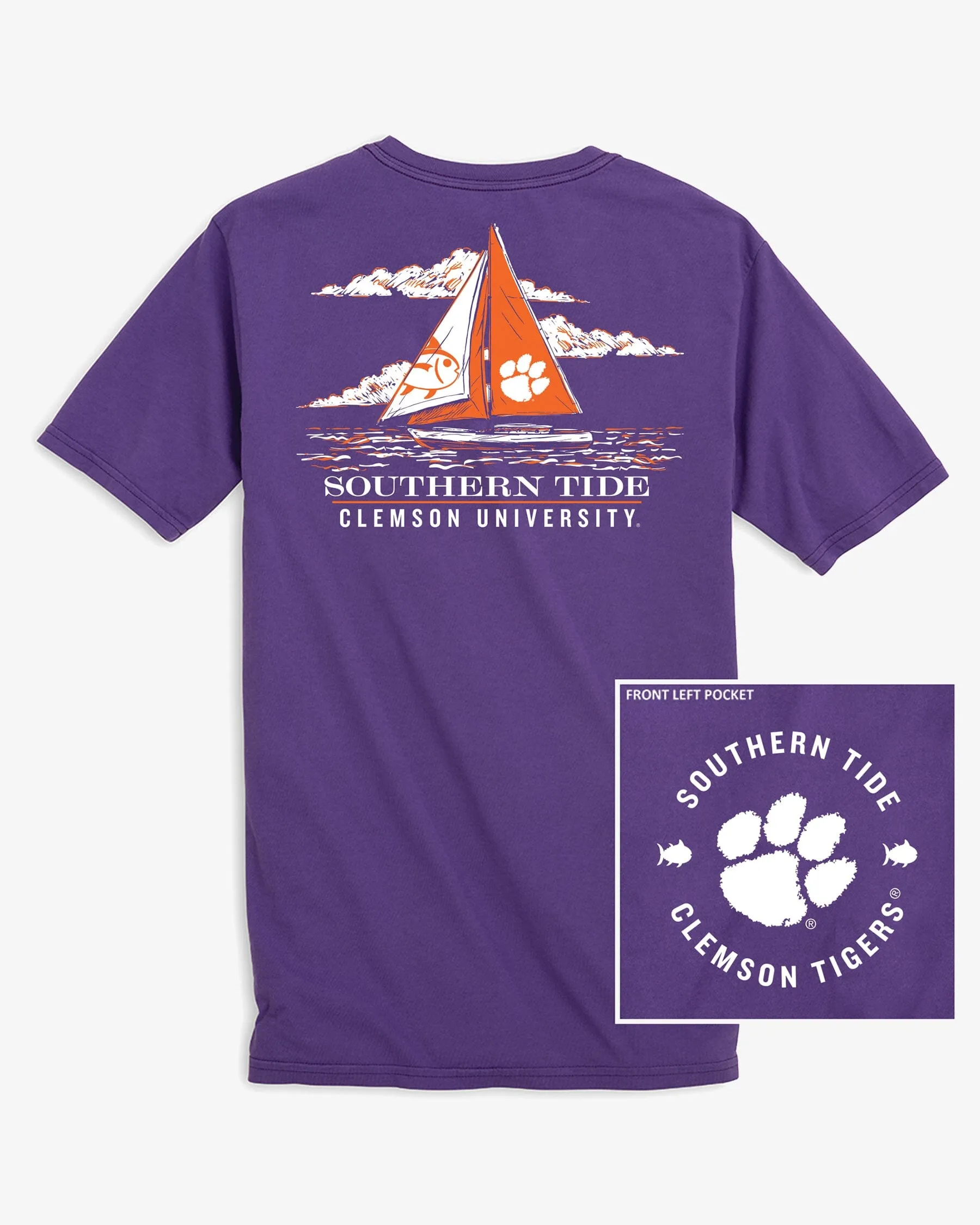 Clemson Tigers Skipjack Sailing T-Shirt sold by Southern Tide