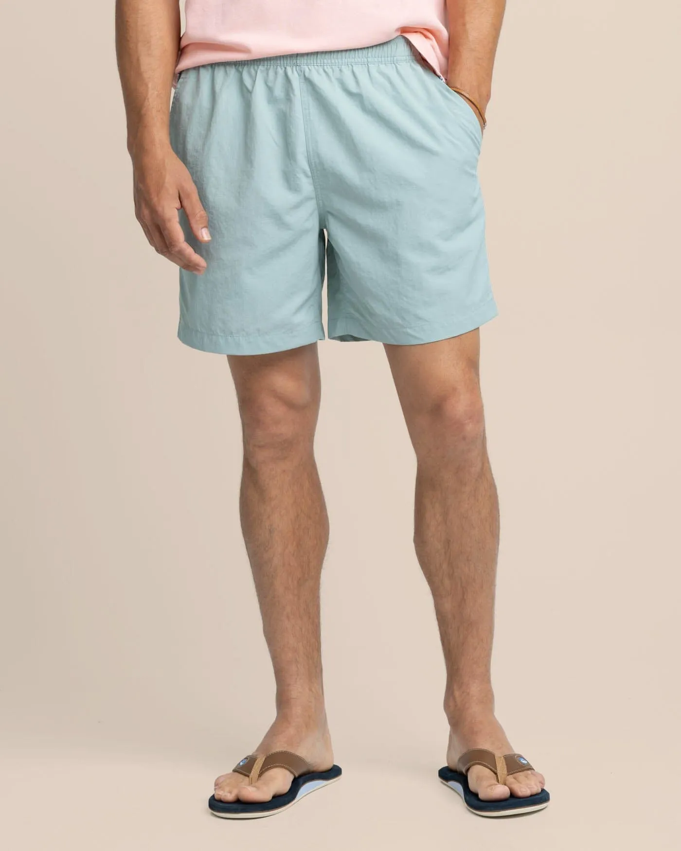 Shoreline 6" Nylon Short - Green Surf sold by Southern Tide