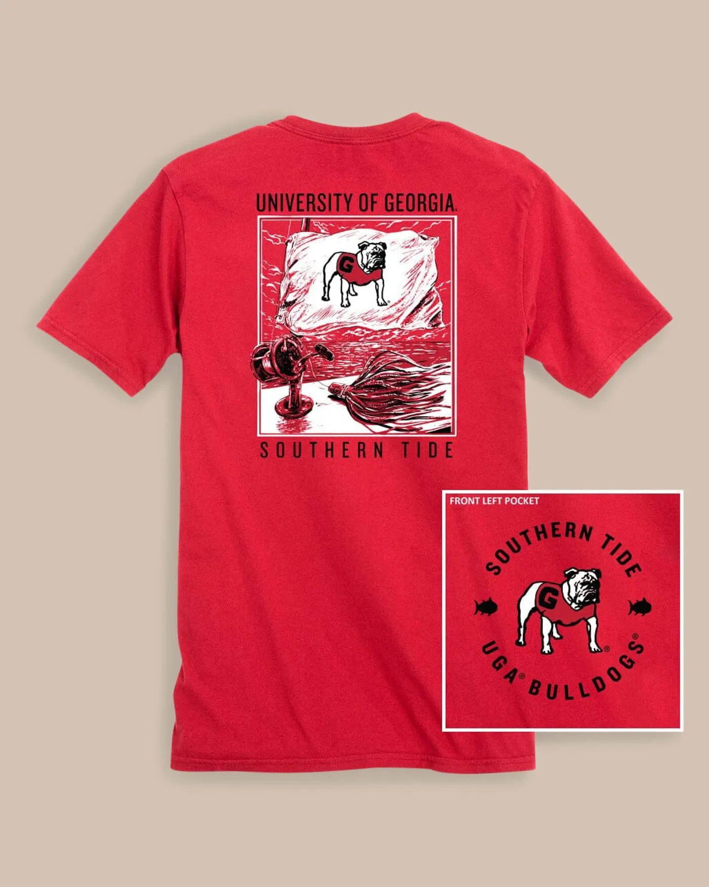Georgia Bulldogs Fishing Flag T-Shirt sold by Southern Tide