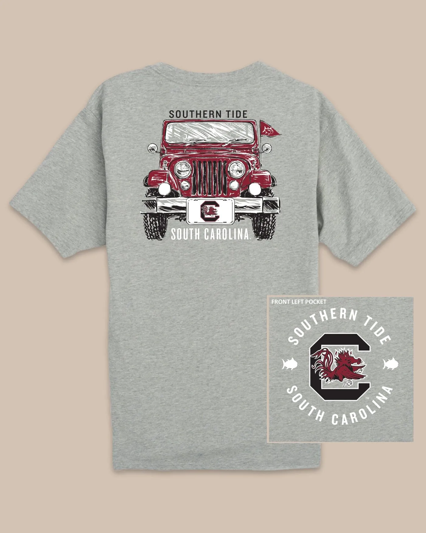 USC Gamecocks Heather Front Plate T-Shirt sold by Southern Tide