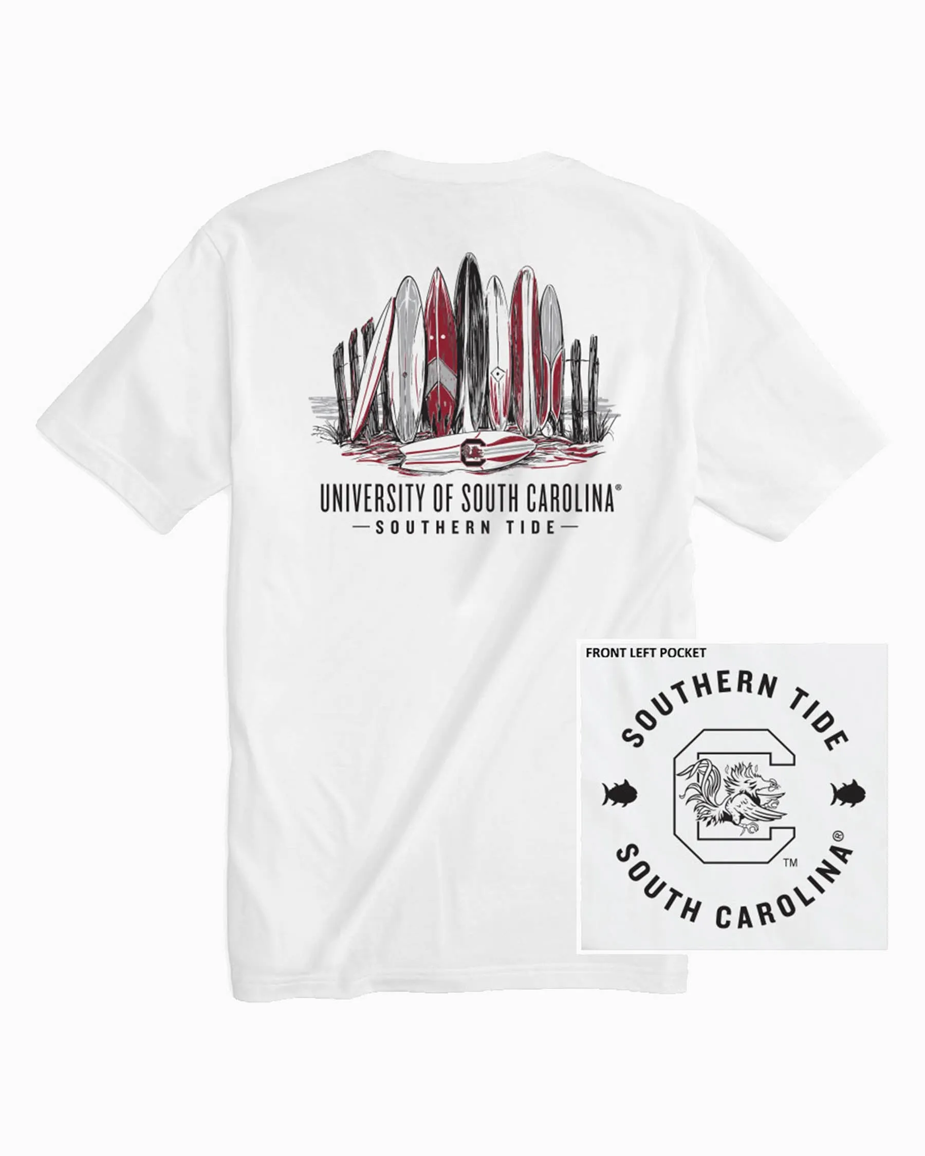USC Gamecocks Surfboard Row T-Shirt sold by Southern Tide
