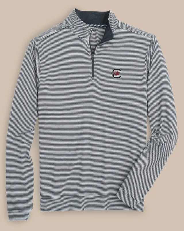 USC Gamecocks Cruiser Micro-Stripe Heather Quarter Zip sold by Southern Tide