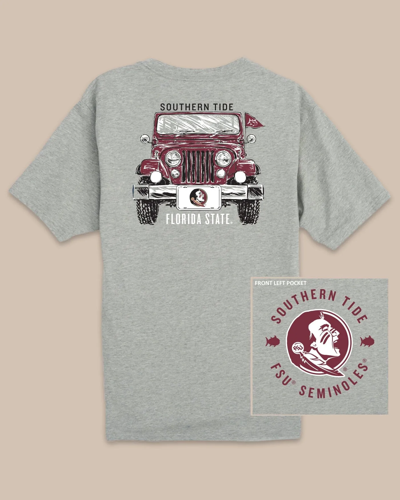 FSU Seminoles Heather Front Plate T-Shirt sold by Southern Tide