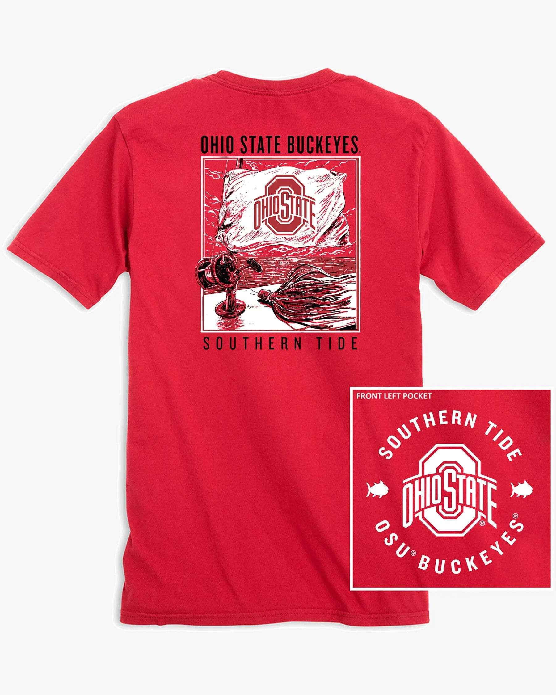 Ohio State Buckeyes Fishing Flag T-Shirt sold by Southern Tide product image thumbnail 2