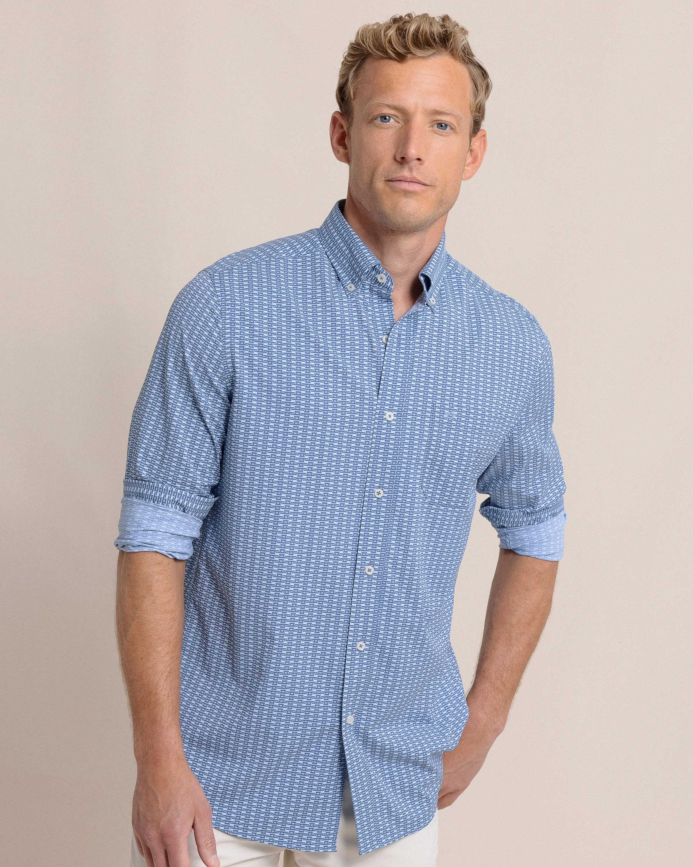 Pop Lock and Dock It Intercoastal Long Sleeve Sport Shirt sold by Southern Tide