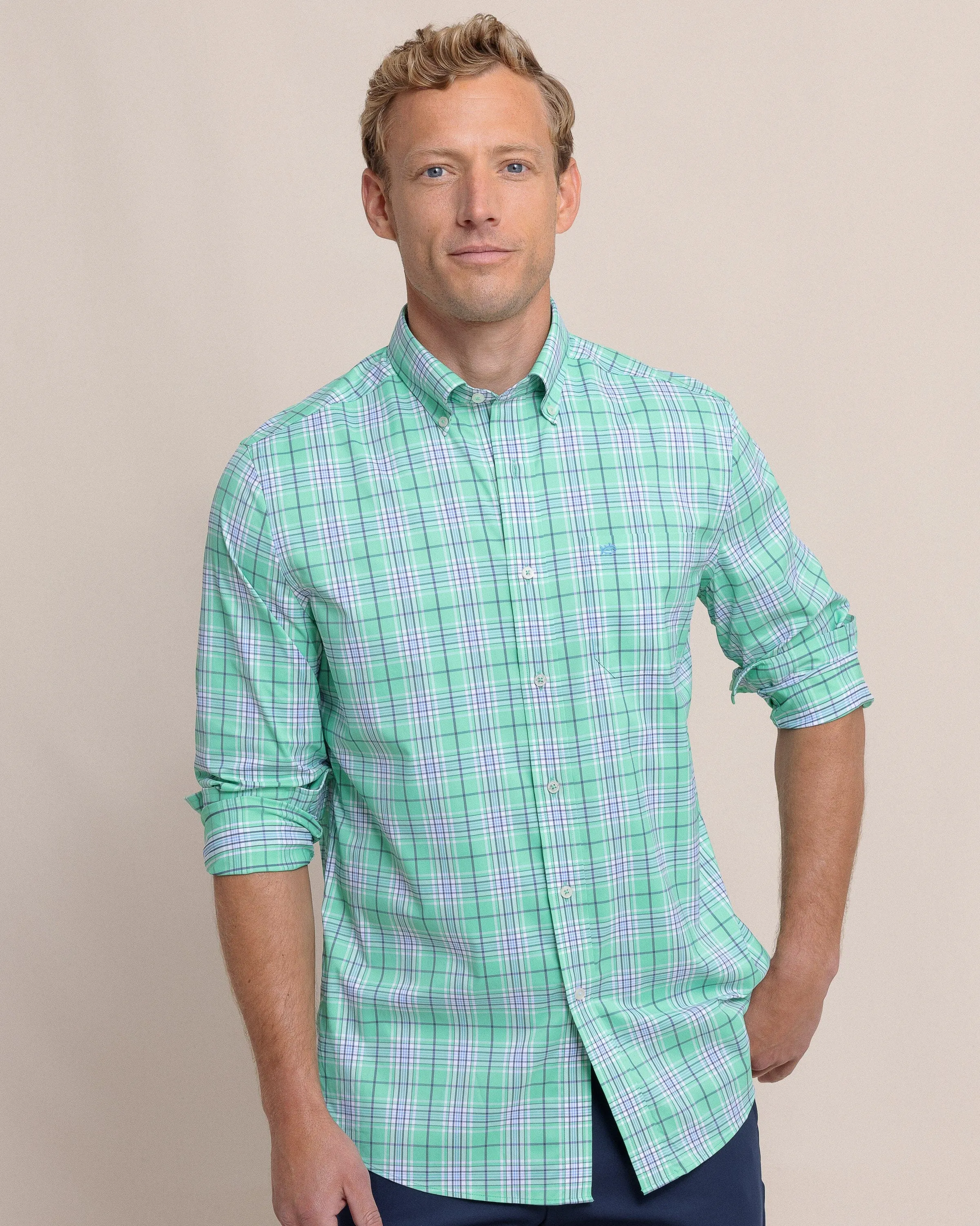 River Point Plaid Intercoastal Long Sleeve Sport Shirt sold by Southern Tide