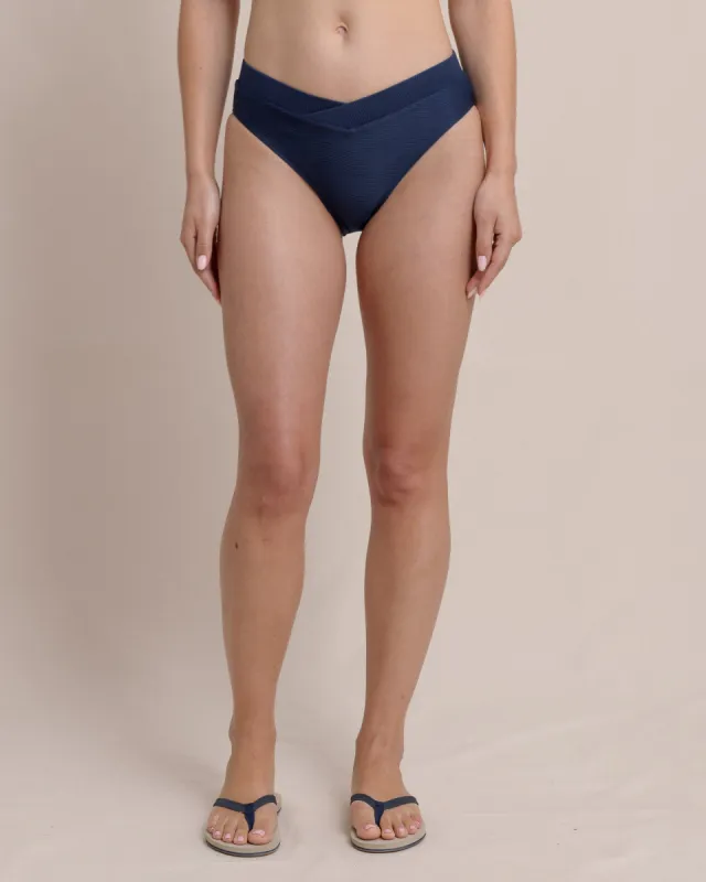 Wave Texture Cross Over Bikini Bottom sold by Southern Tide