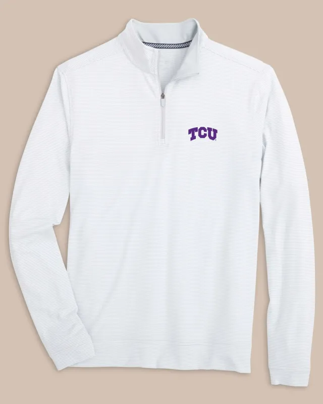 TCU Horned Frogs Cruiser Micro-Stripe Heather Quarter Zip sold by Southern Tide