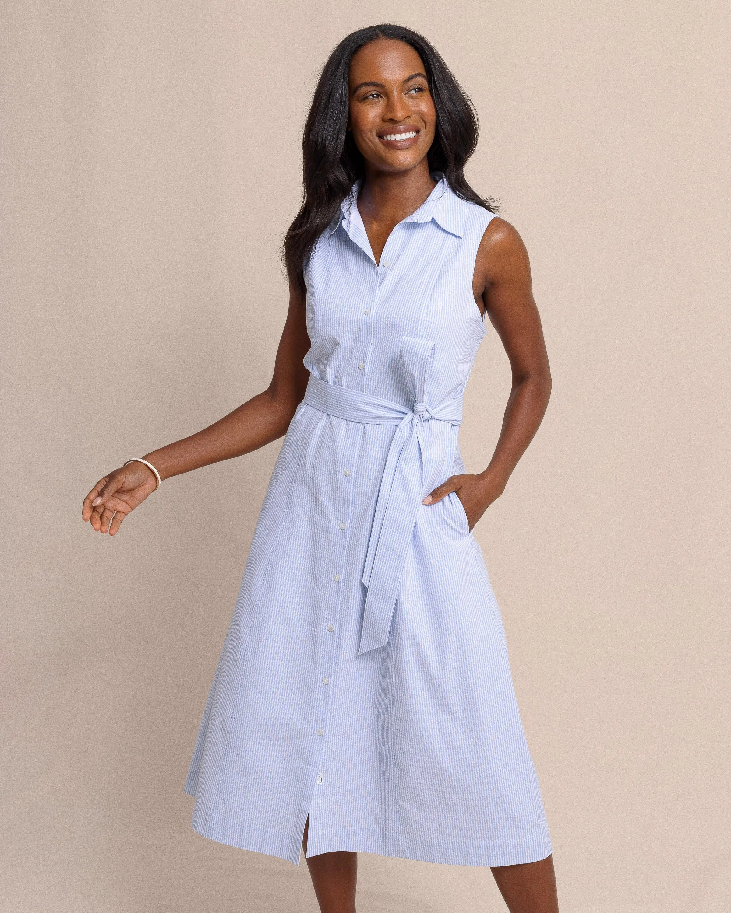Whitley Seersucker Midi Dress sold by Southern Tide