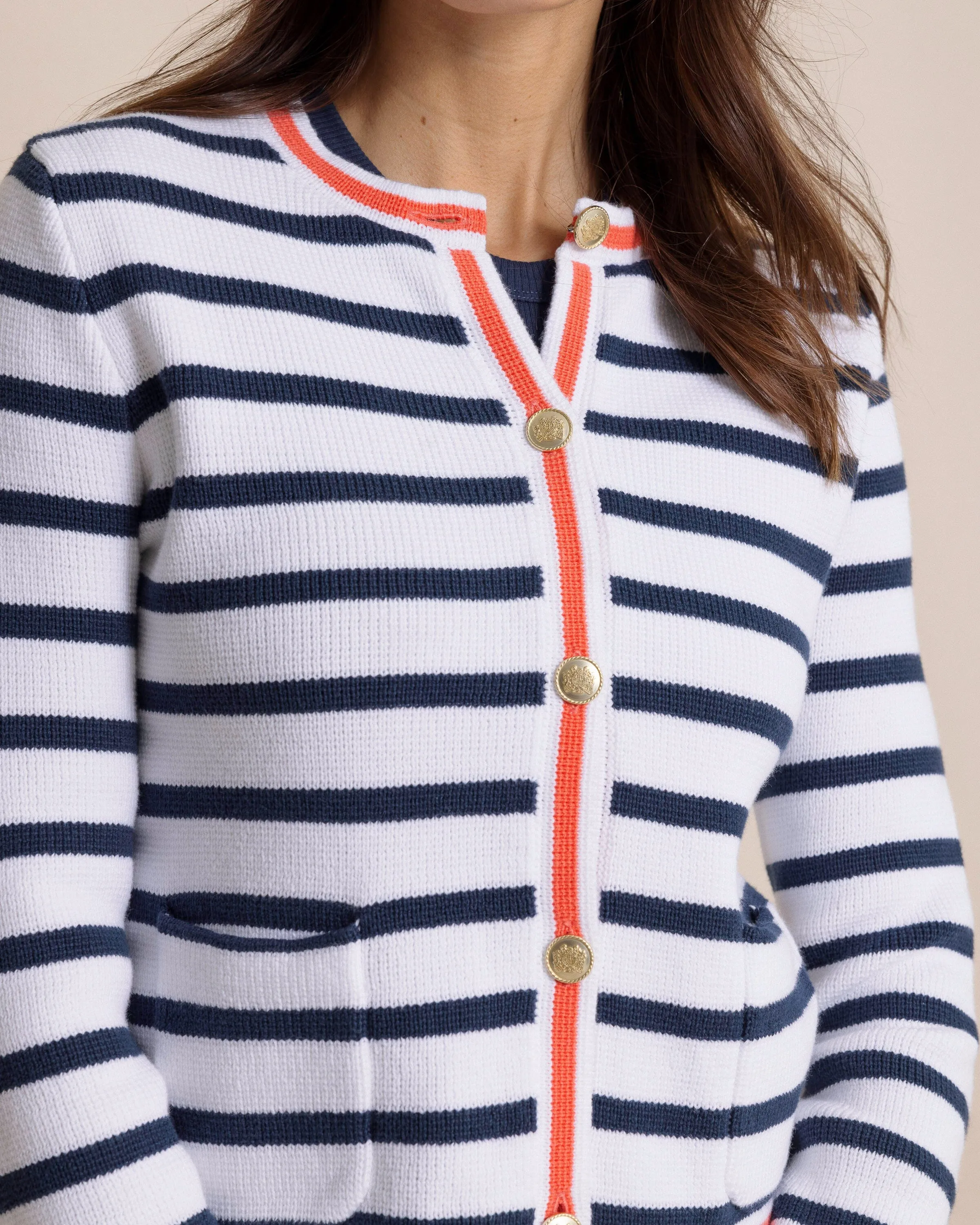 Marlene Striped Button Front Cardigan sold by Southern Tide product image thumbnail 4