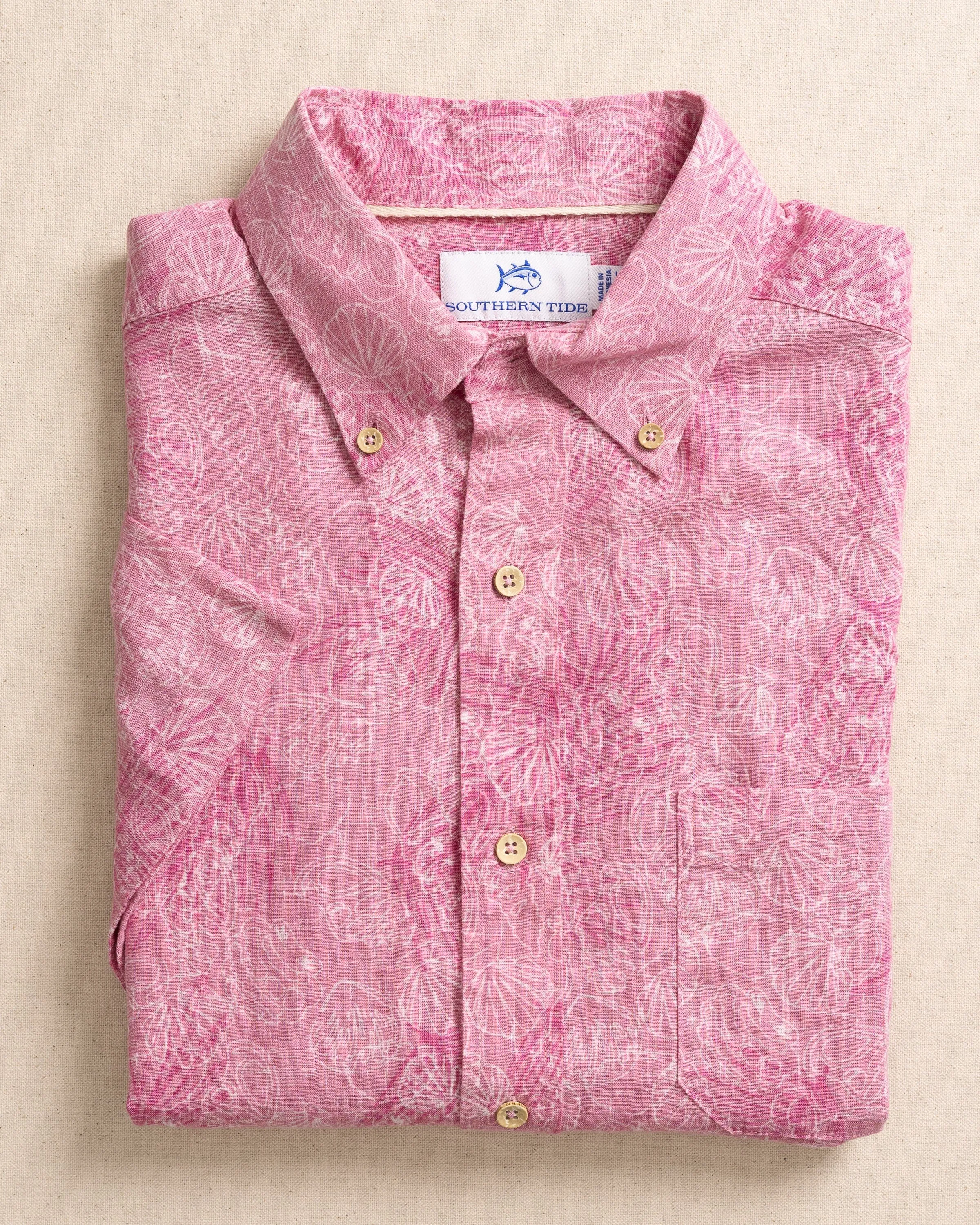 Palm-tree-cation Linen Rayon Short Sleeve Sport Shirt sold by Southern Tide