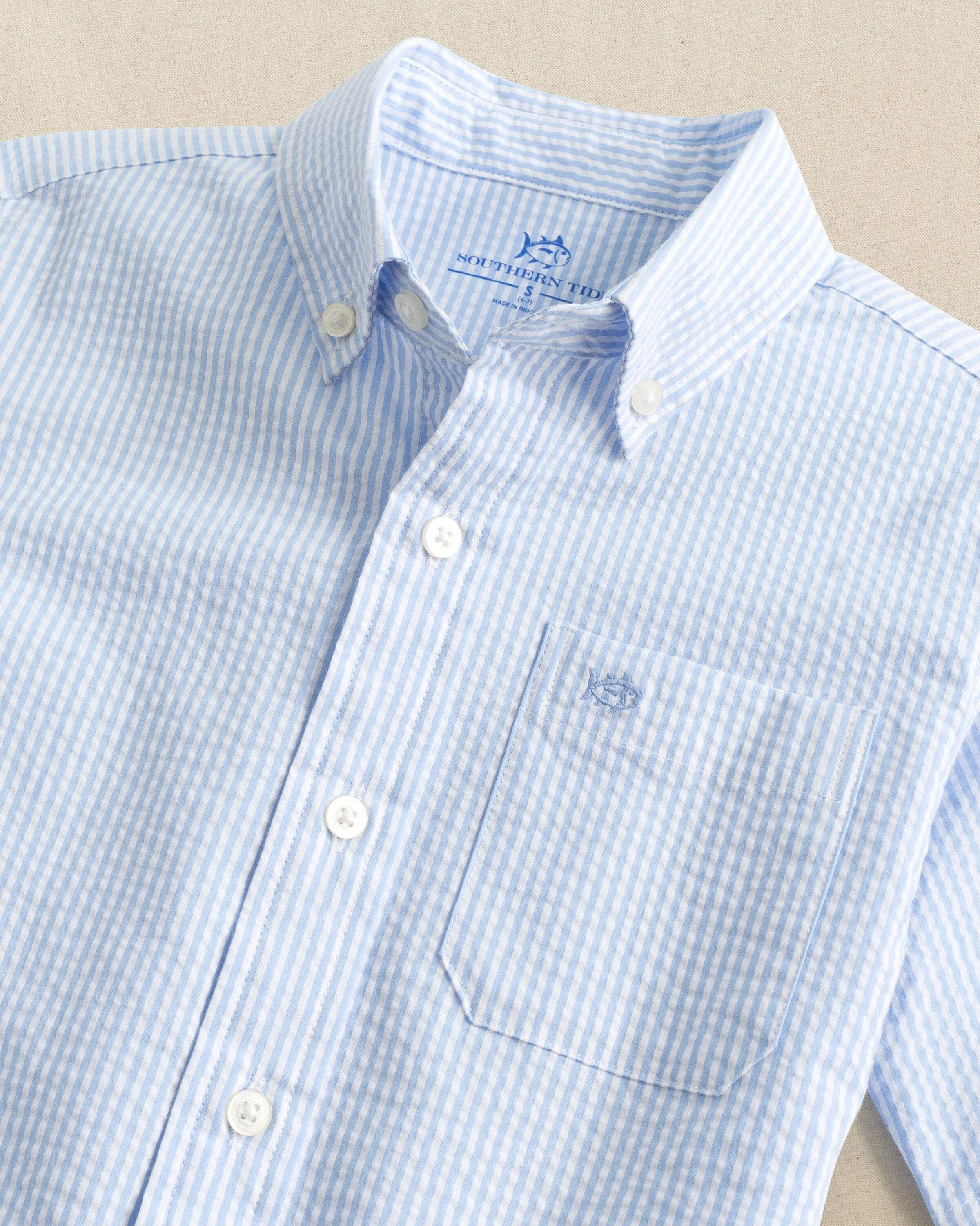 Boys Folly Field Seersucker Short Sleeve Sport Shirt sold by Southern Tide product image thumbnail 3