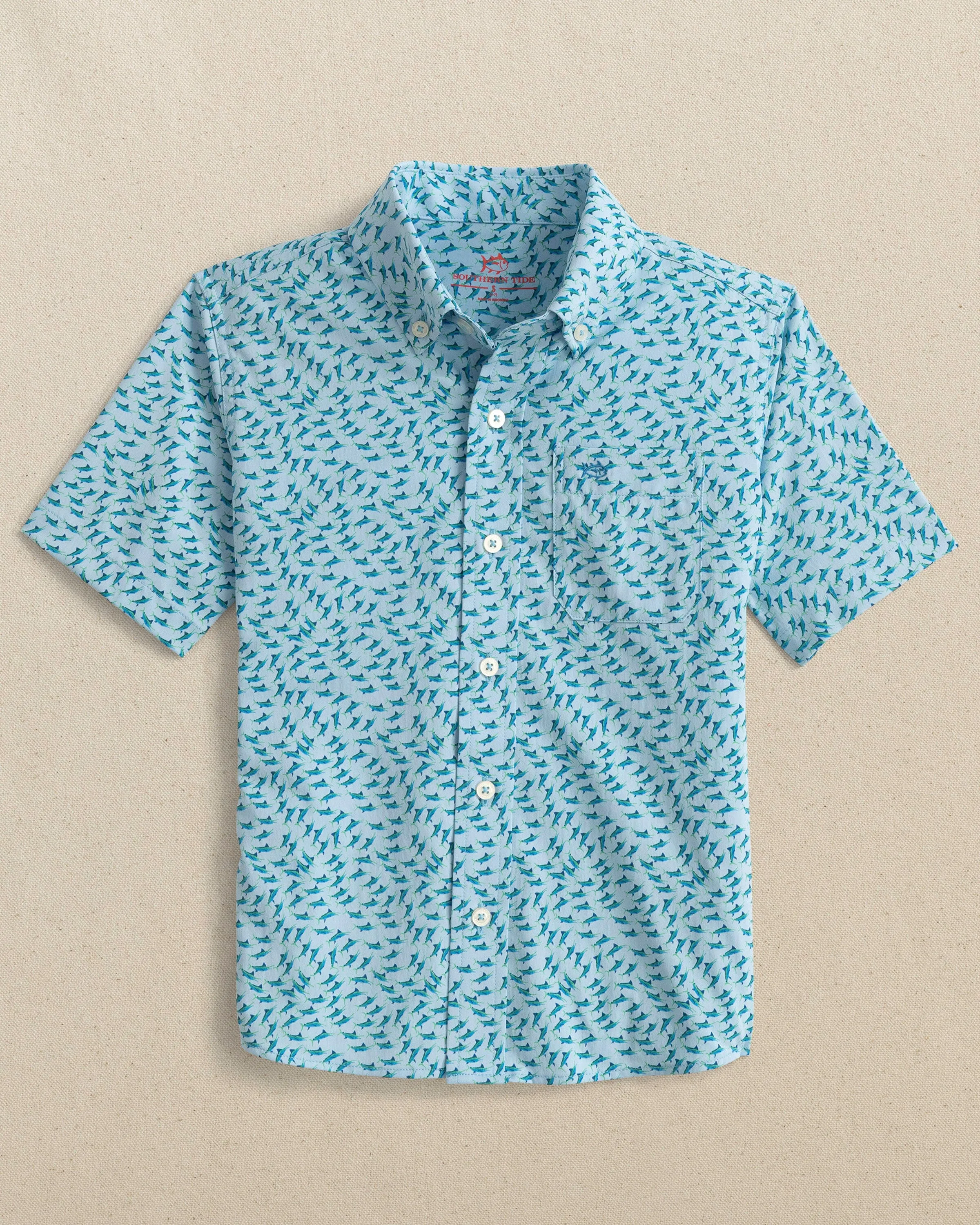 Boys Intercoastal Fintastic Short Sleeve Sport Shirt sold by Southern Tide
