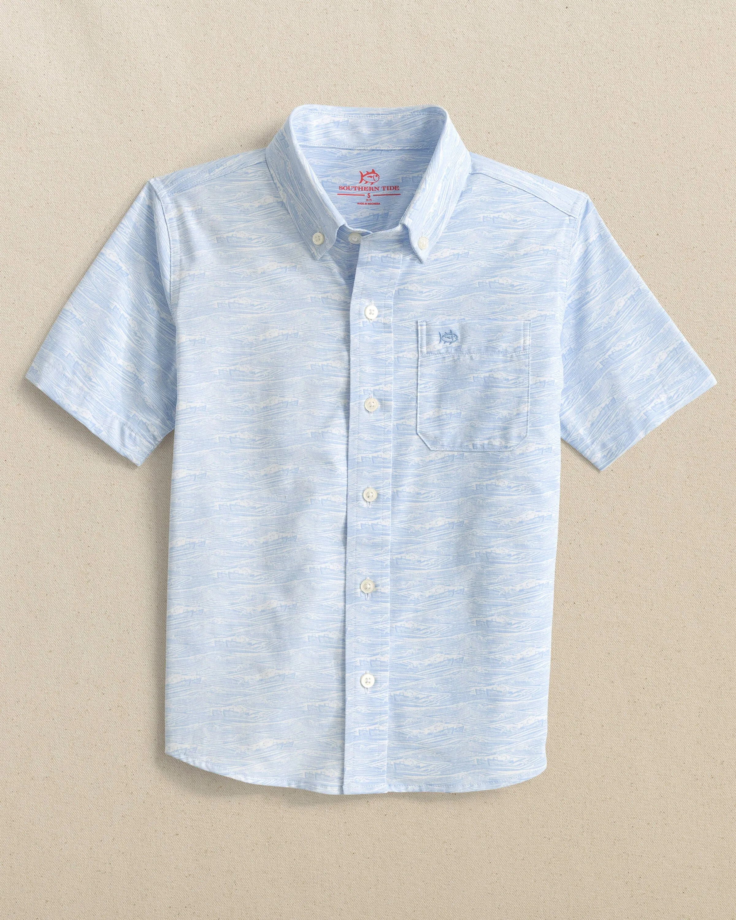 Boys Intercoastal Get In Shipshape Short Sleeve Sport Shirt sold by Southern Tide