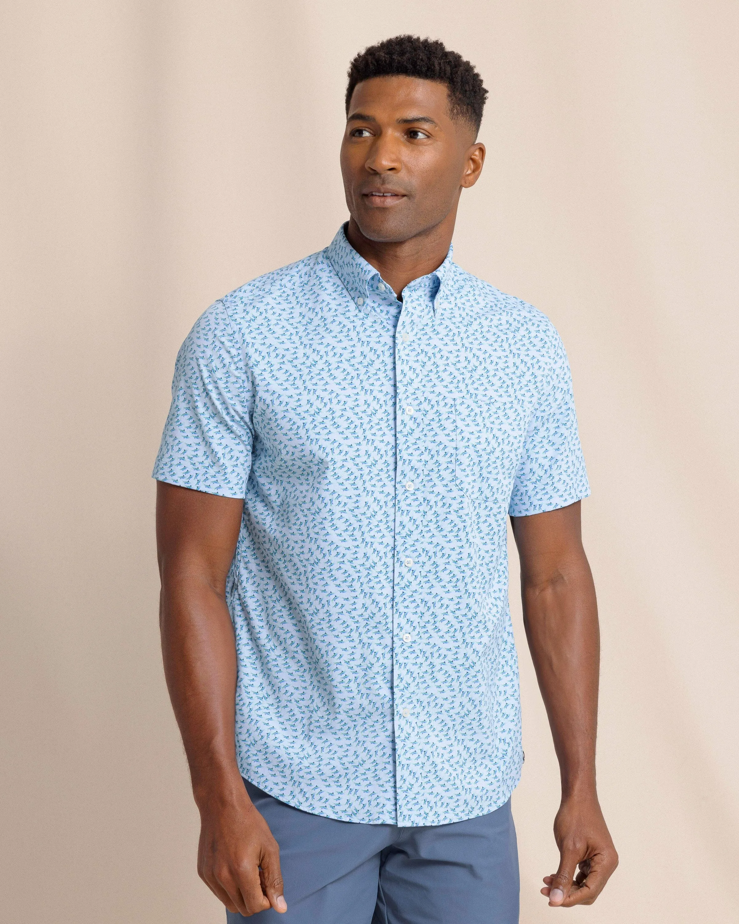Fintastic Intercoastal Short Sleeve Sport Shirt sold by Southern Tide