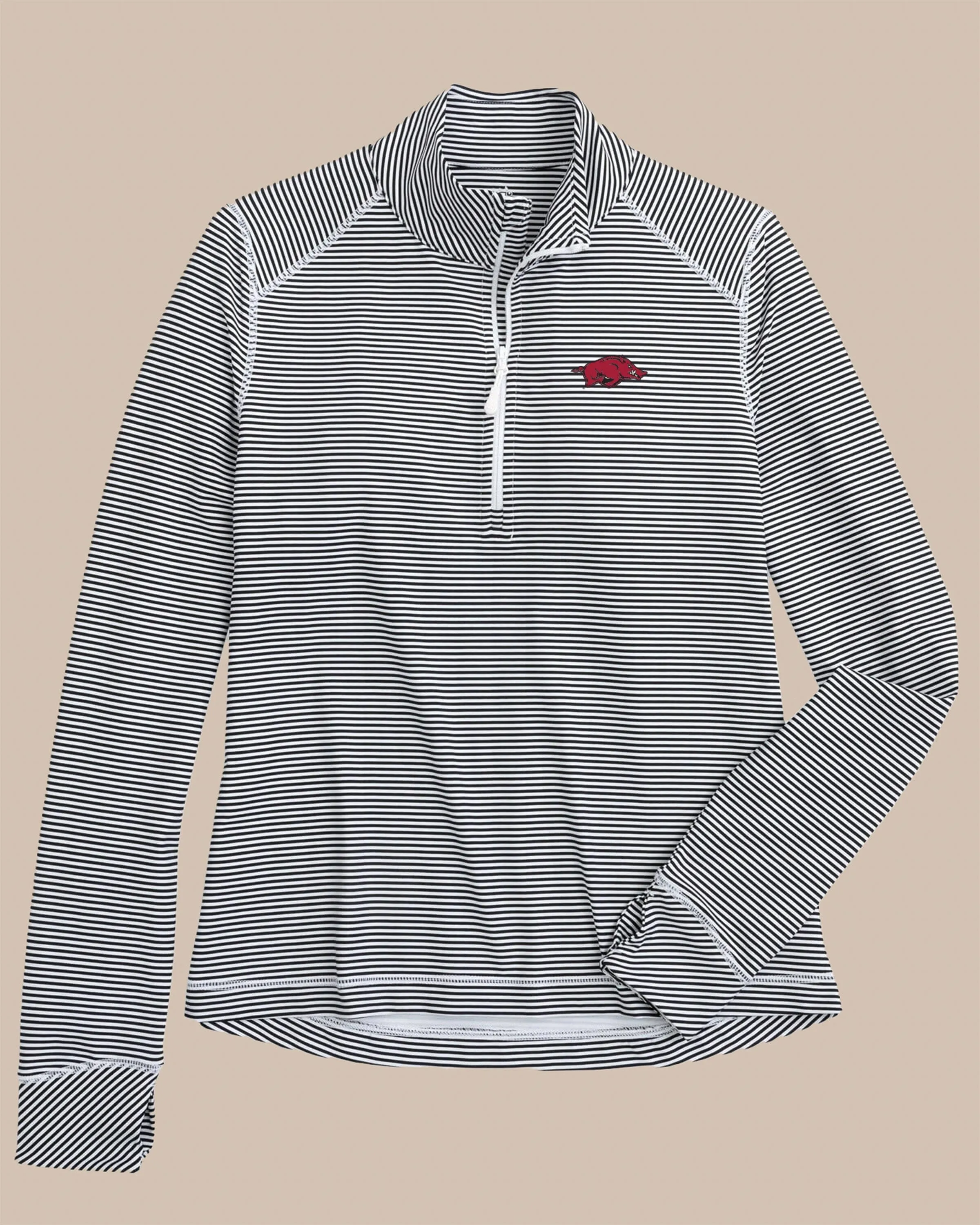 Arkansas Razorbacks Women's Striped Runaround Quarter Zip sold by Southern Tide product image thumbnail 2