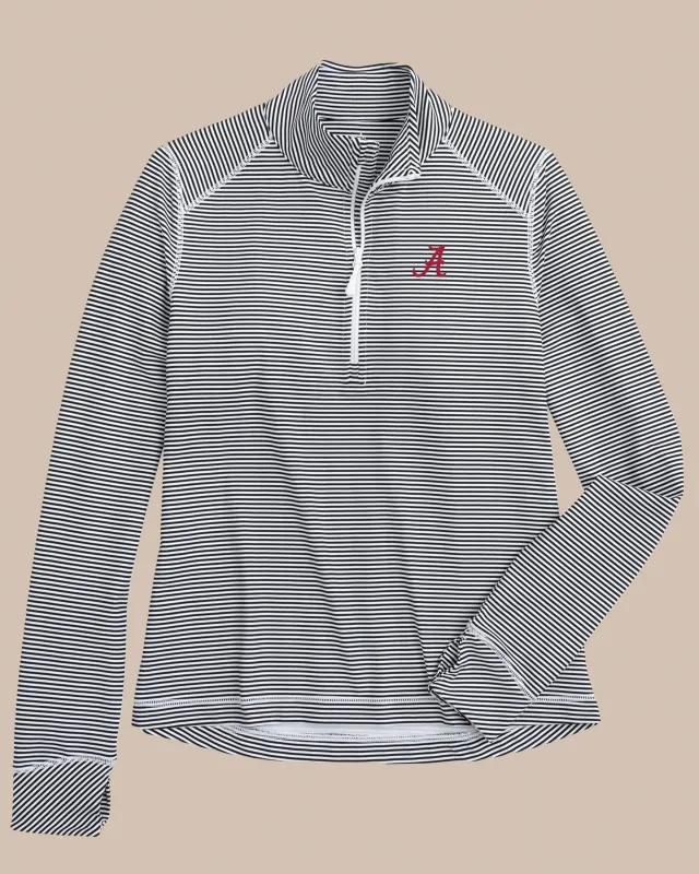 Alabama Crimson Tide Women's Striped Runaround Quarter Zip sold by Southern Tide