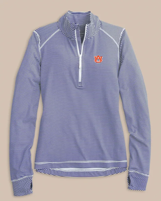 Auburn Tigers Women's Striped Runaround Quarter Zip sold by Southern Tide