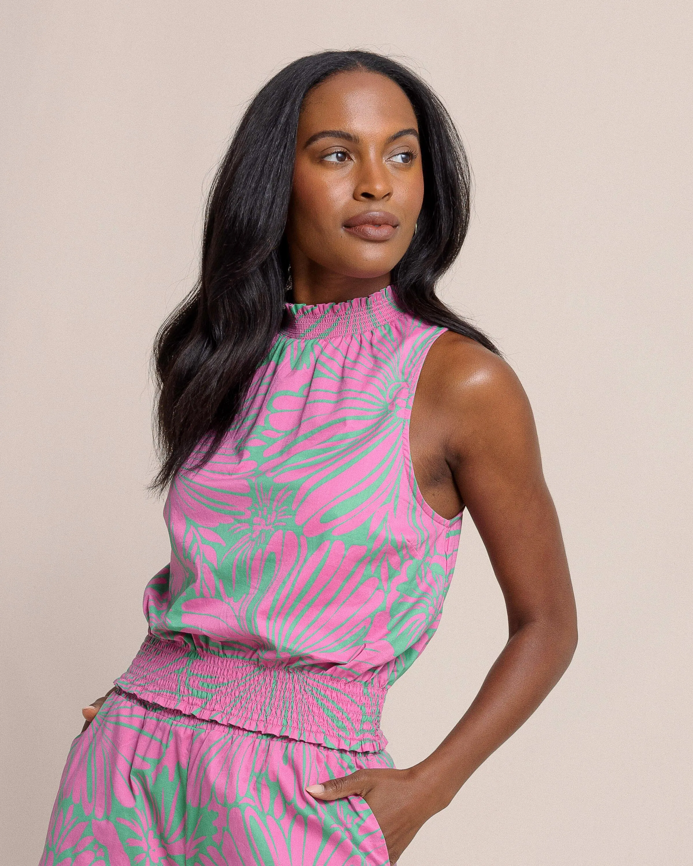 Fawn Petal Paradise Printed High Neck Top sold by Southern Tide product image thumbnail 4